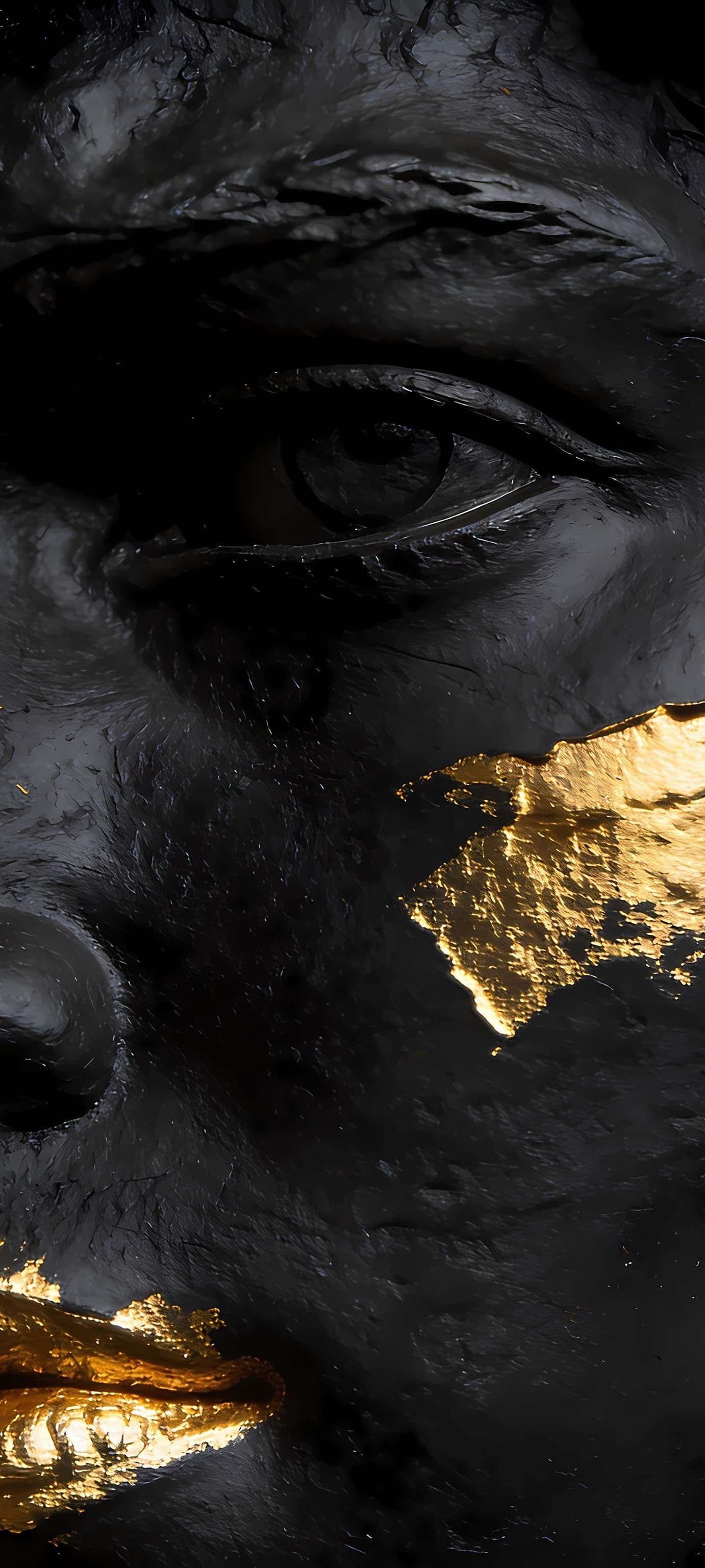 Golden Shattered Bust - free phone wallpaper