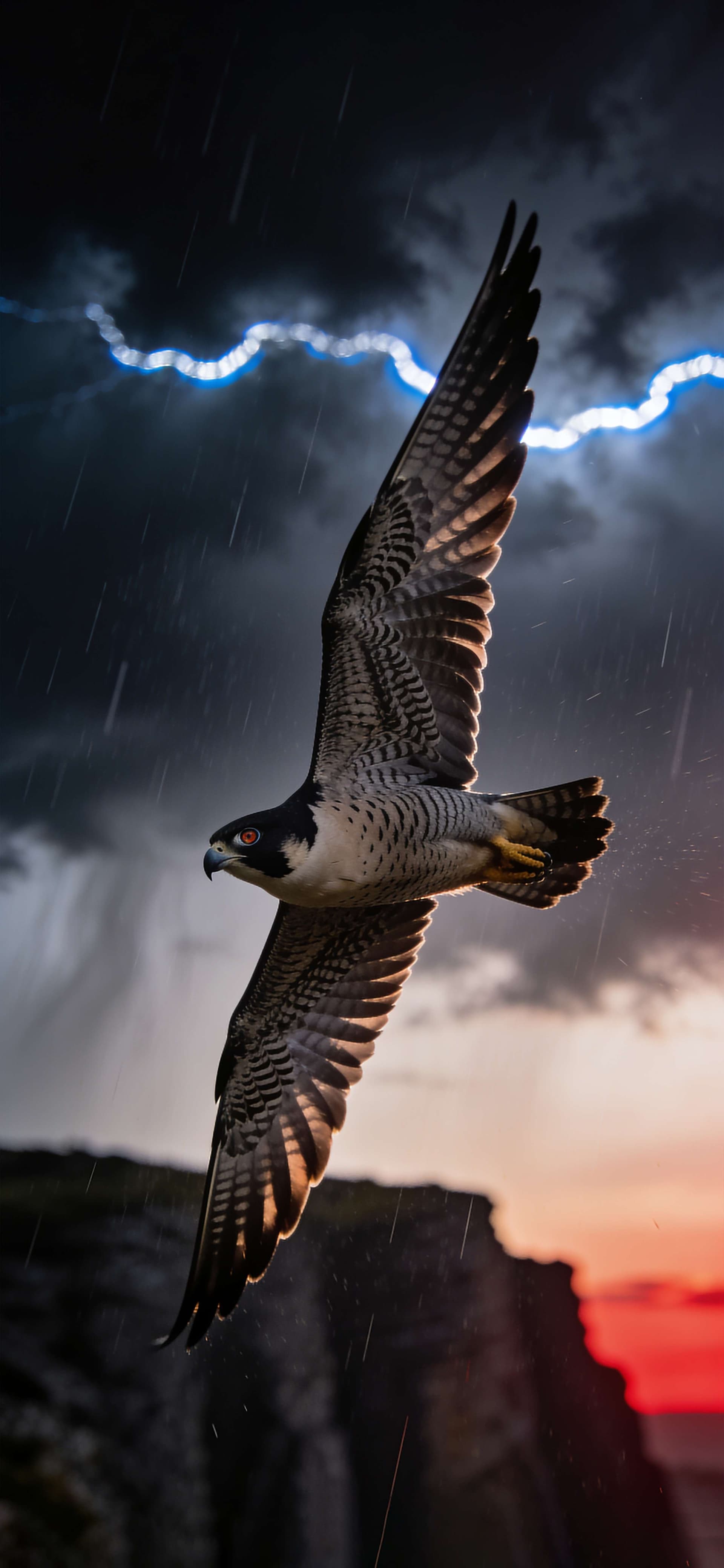 Falcon in Storm - free phone wallpaper