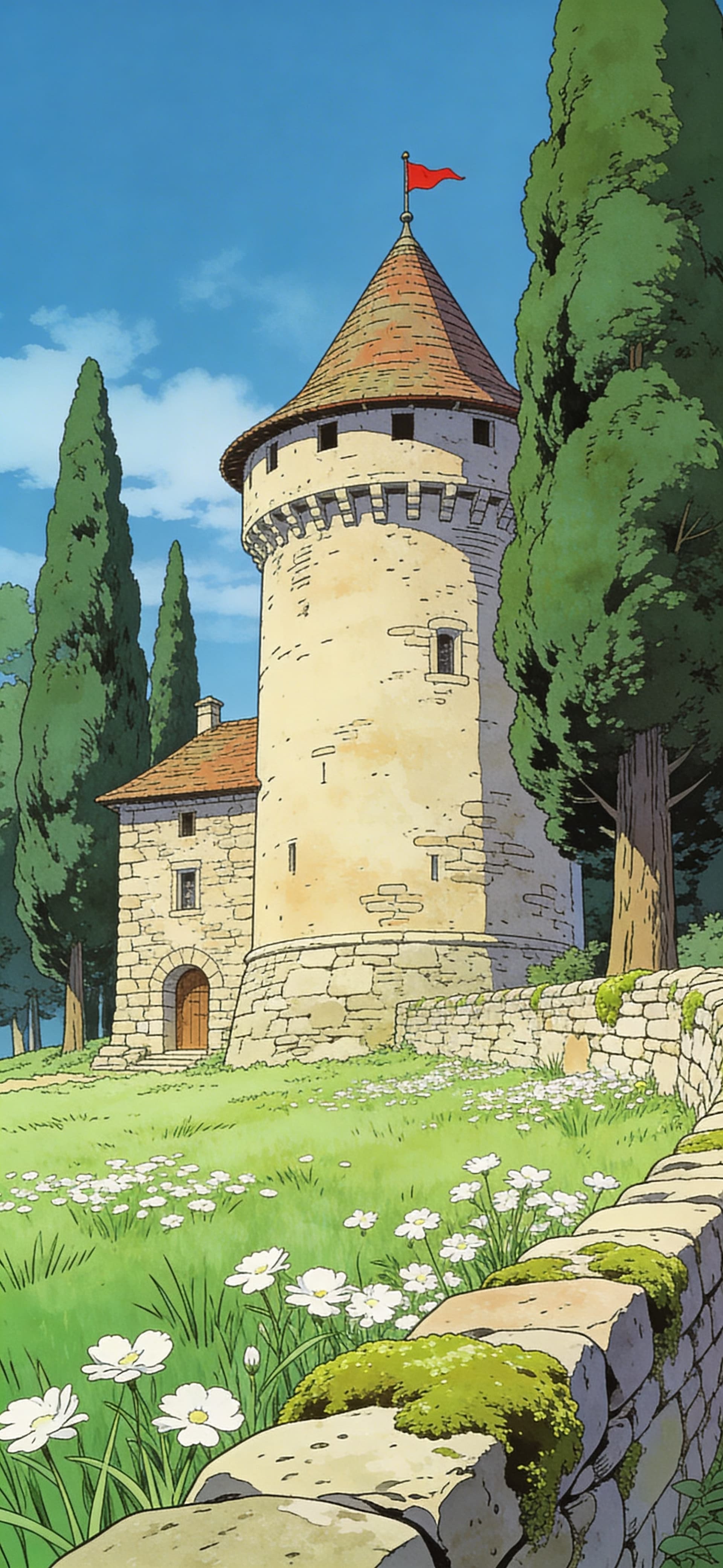 Castle in Meadow - Pro phone wallpaper