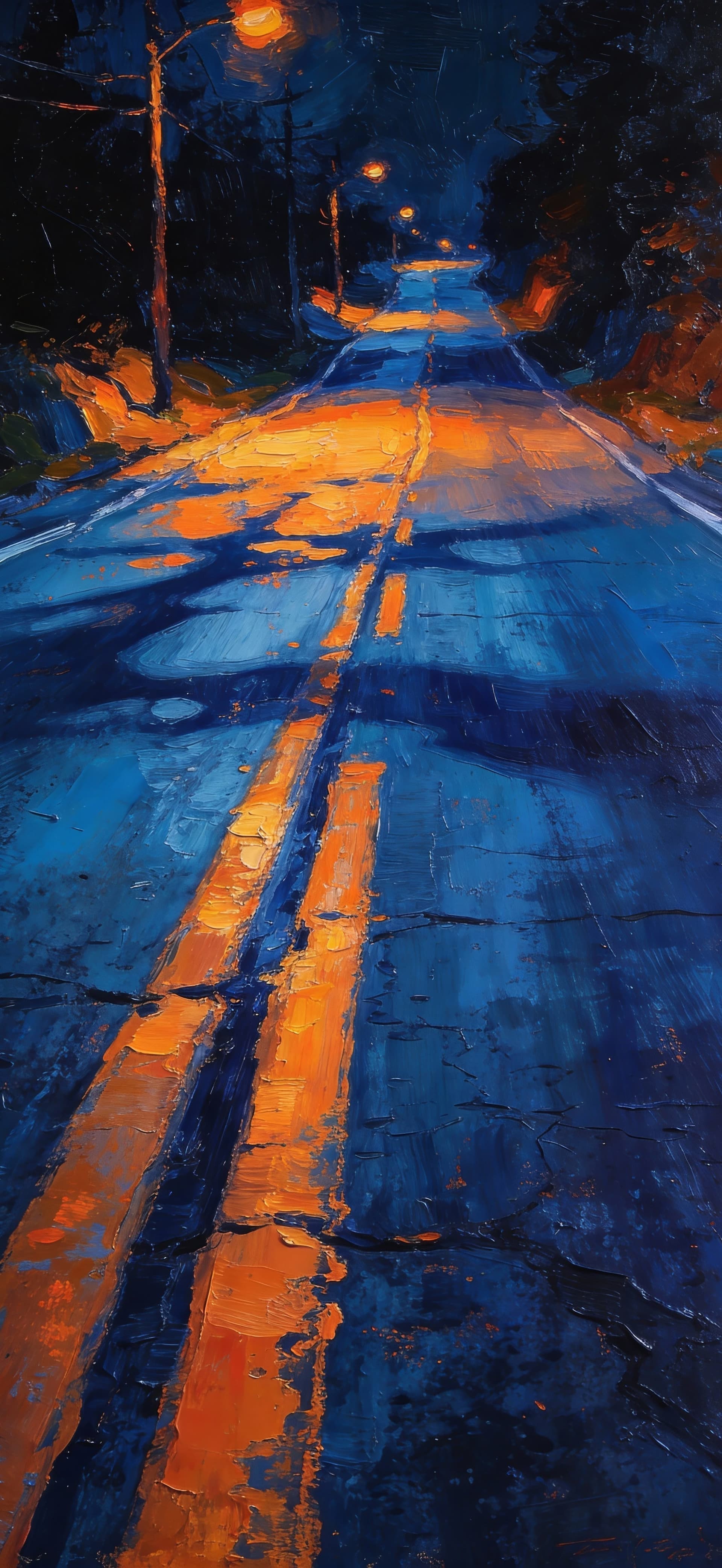 Night Road Painting - free phone wallpaper