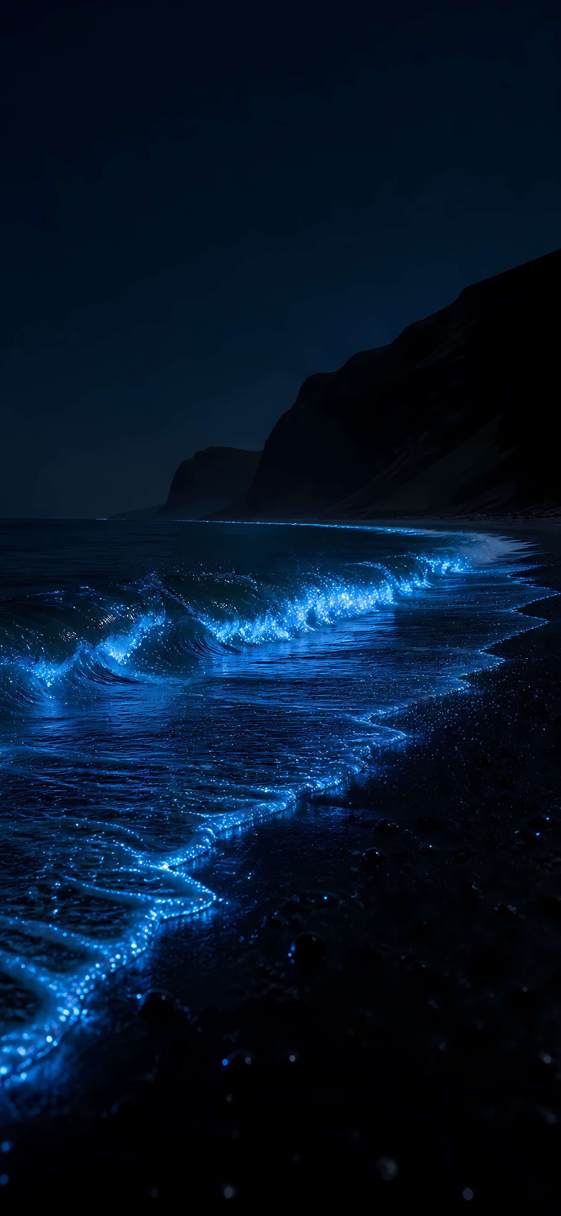 Bioluminescent Shoreline - free phone wallpaper