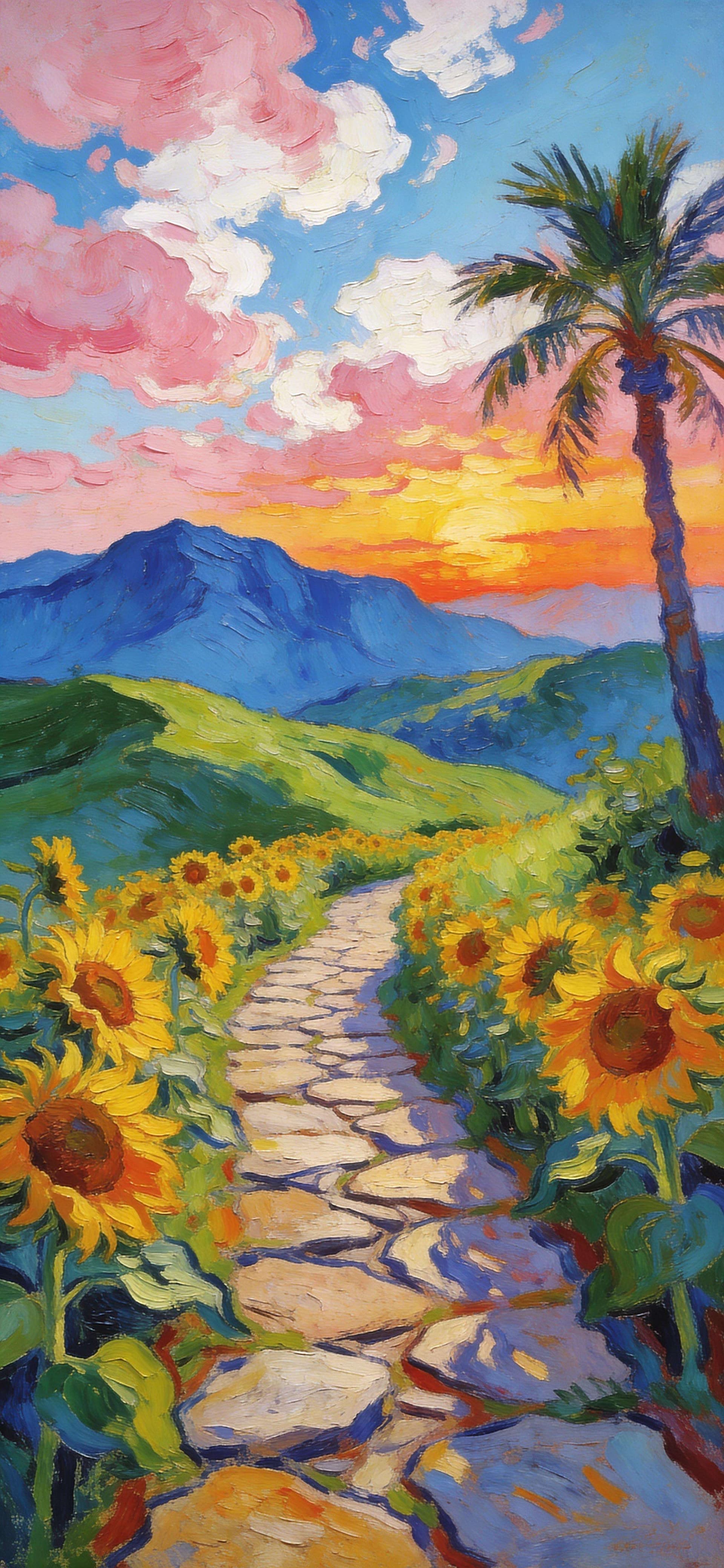 Sunflower Pathway - free phone wallpaper