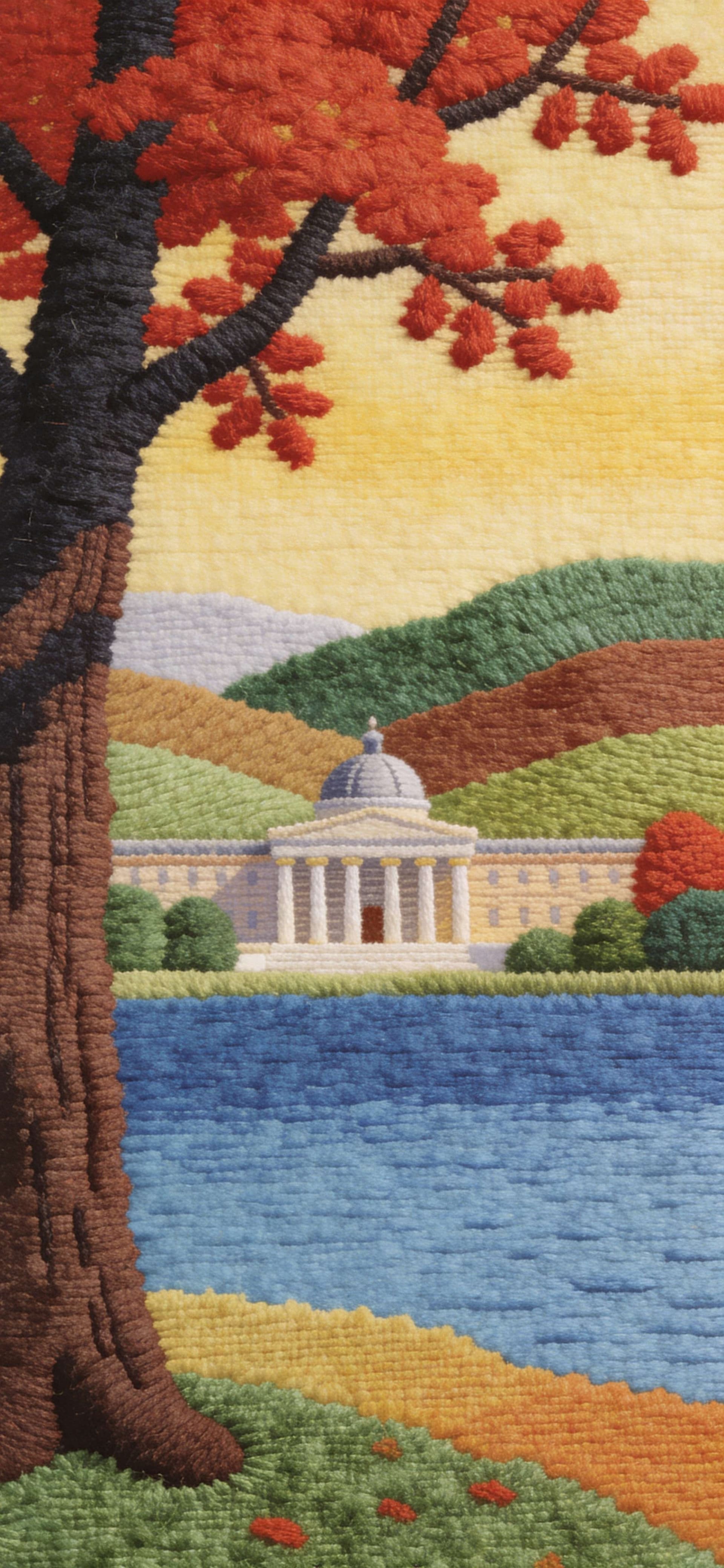 Autumn Lakeside Tapestry - Pro phone wallpaper