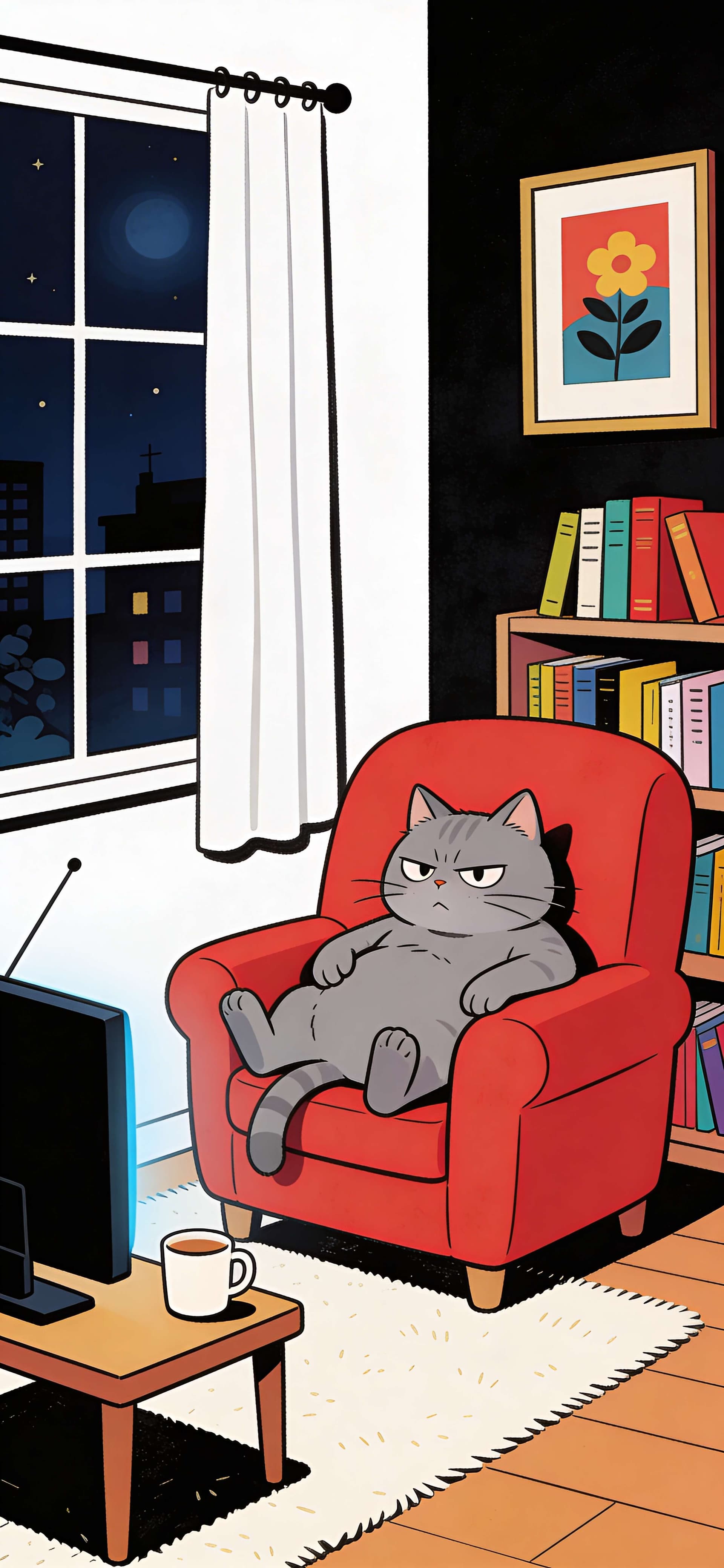 Cartoon Cat Chill - Pro phone wallpaper