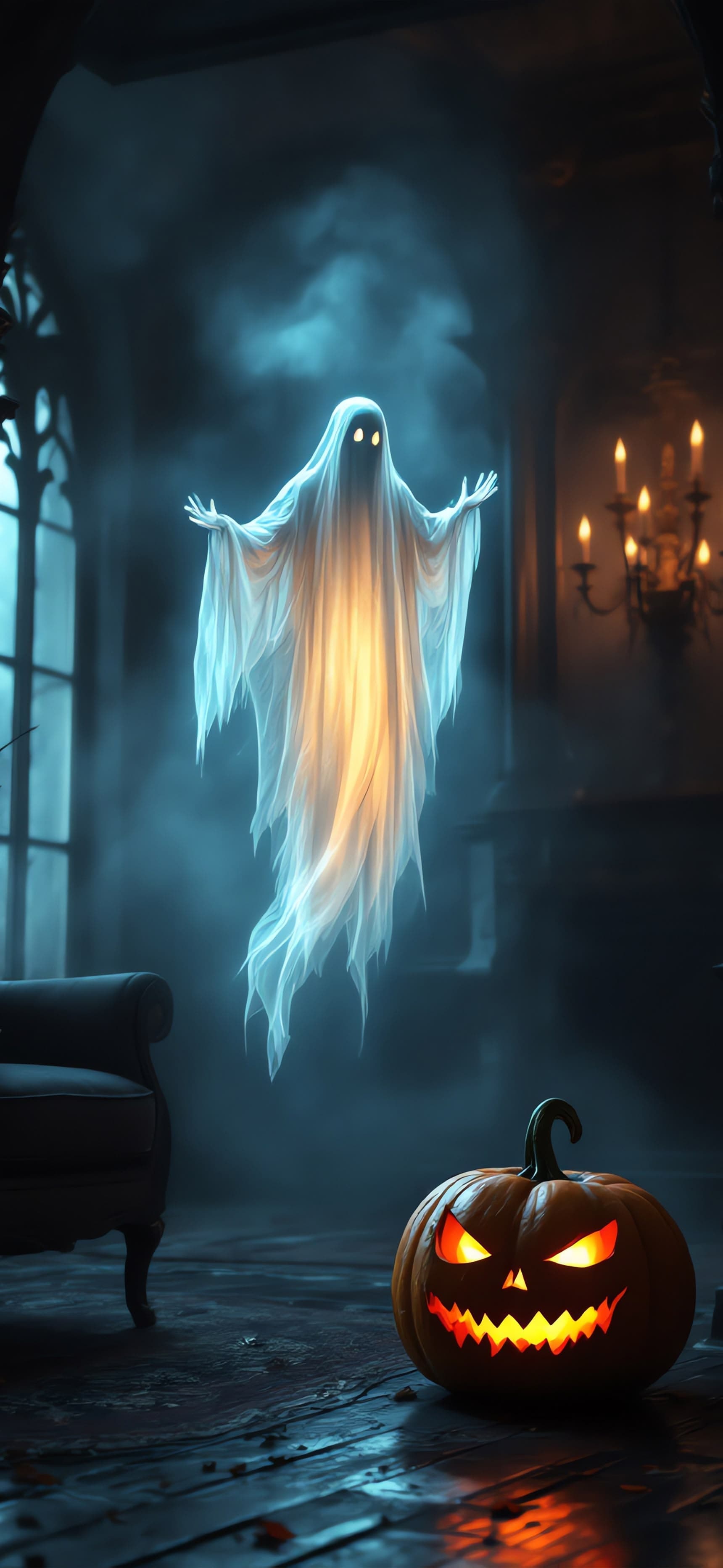 Moonlit Sheet Ghost 3 - free phone wallpaper