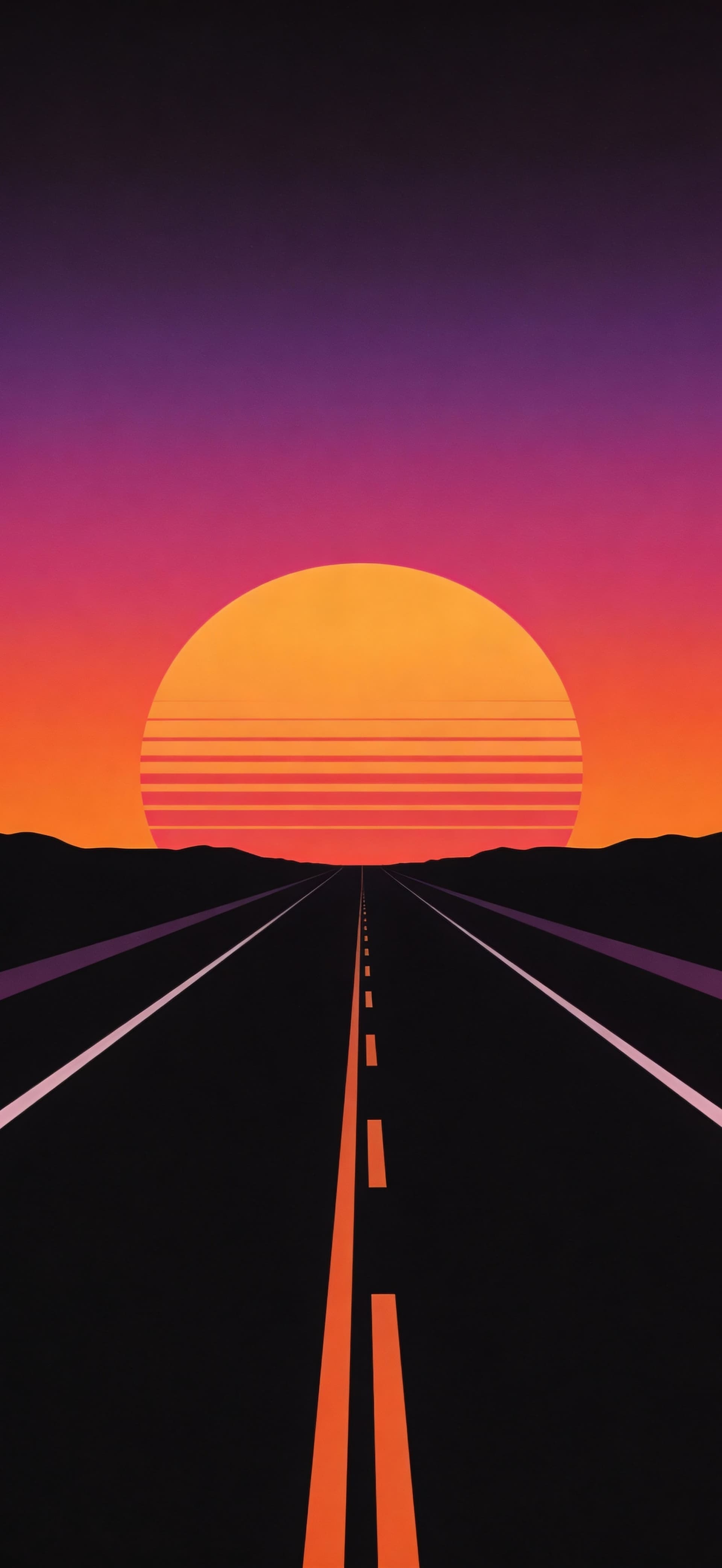 Retro Sunset Road - free phone wallpaper
