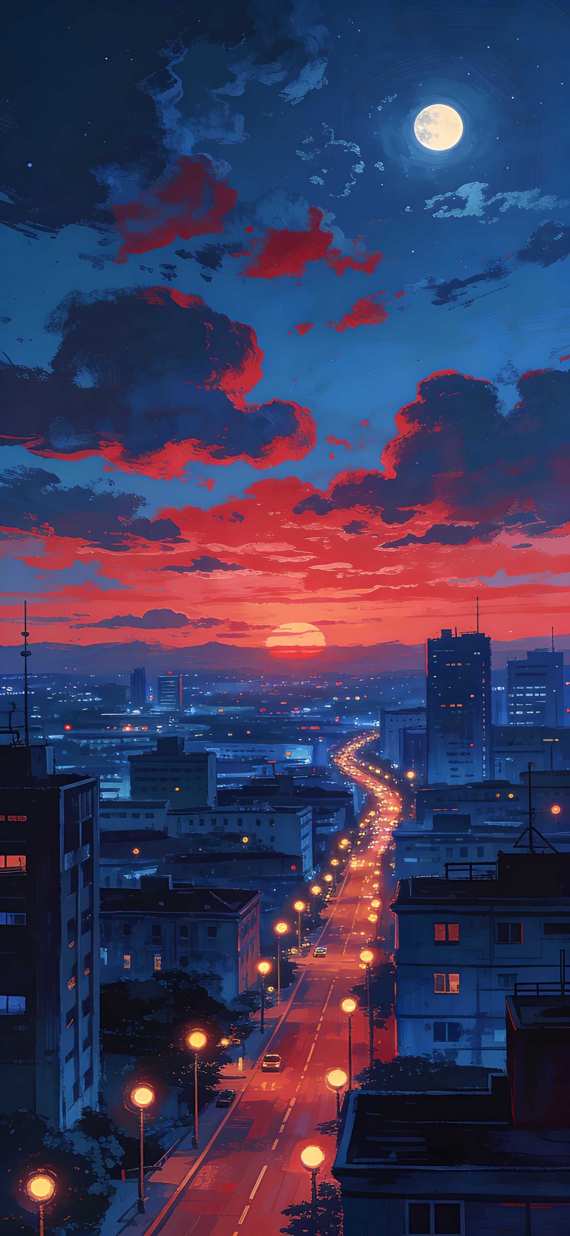 City Sunset Glow - free phone wallpaper