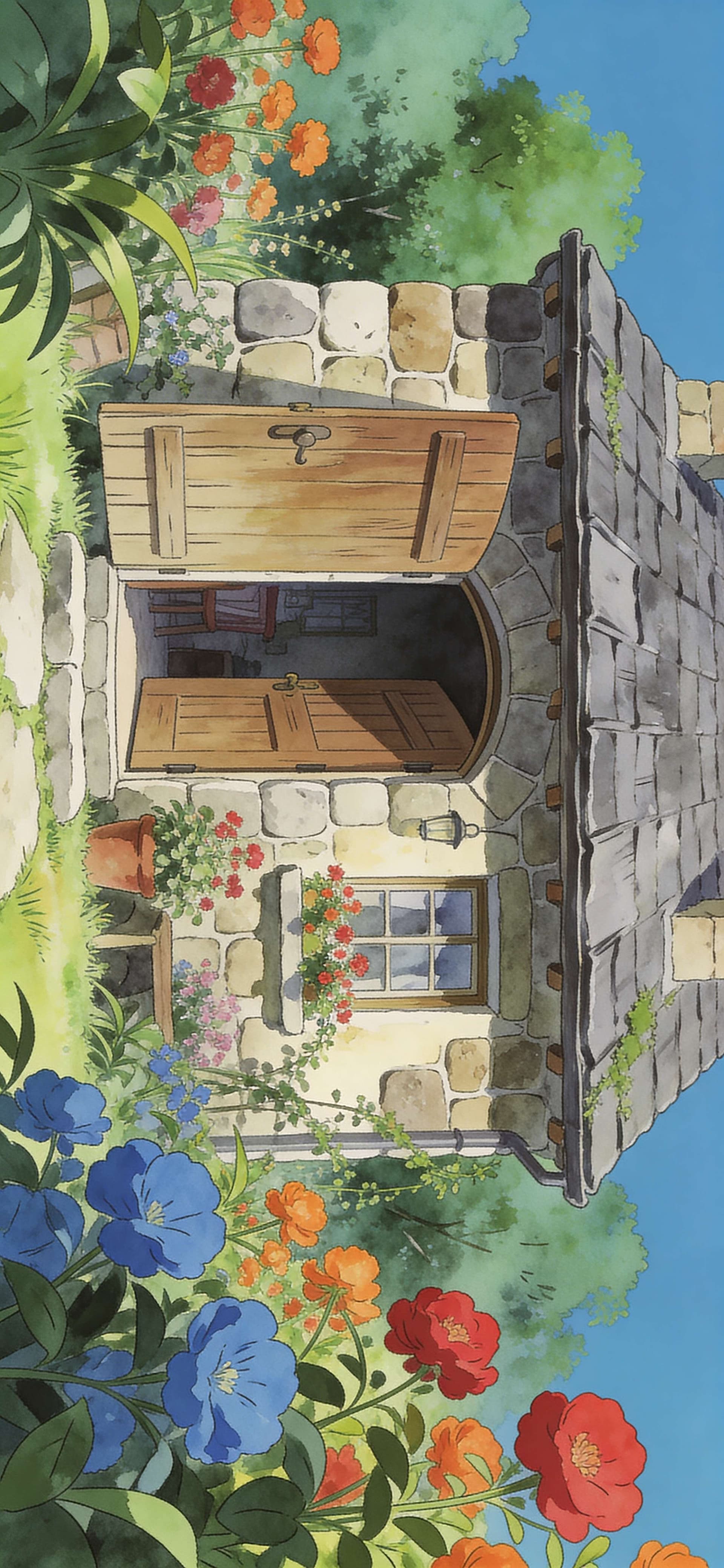 Floral Cottage View - free phone wallpaper