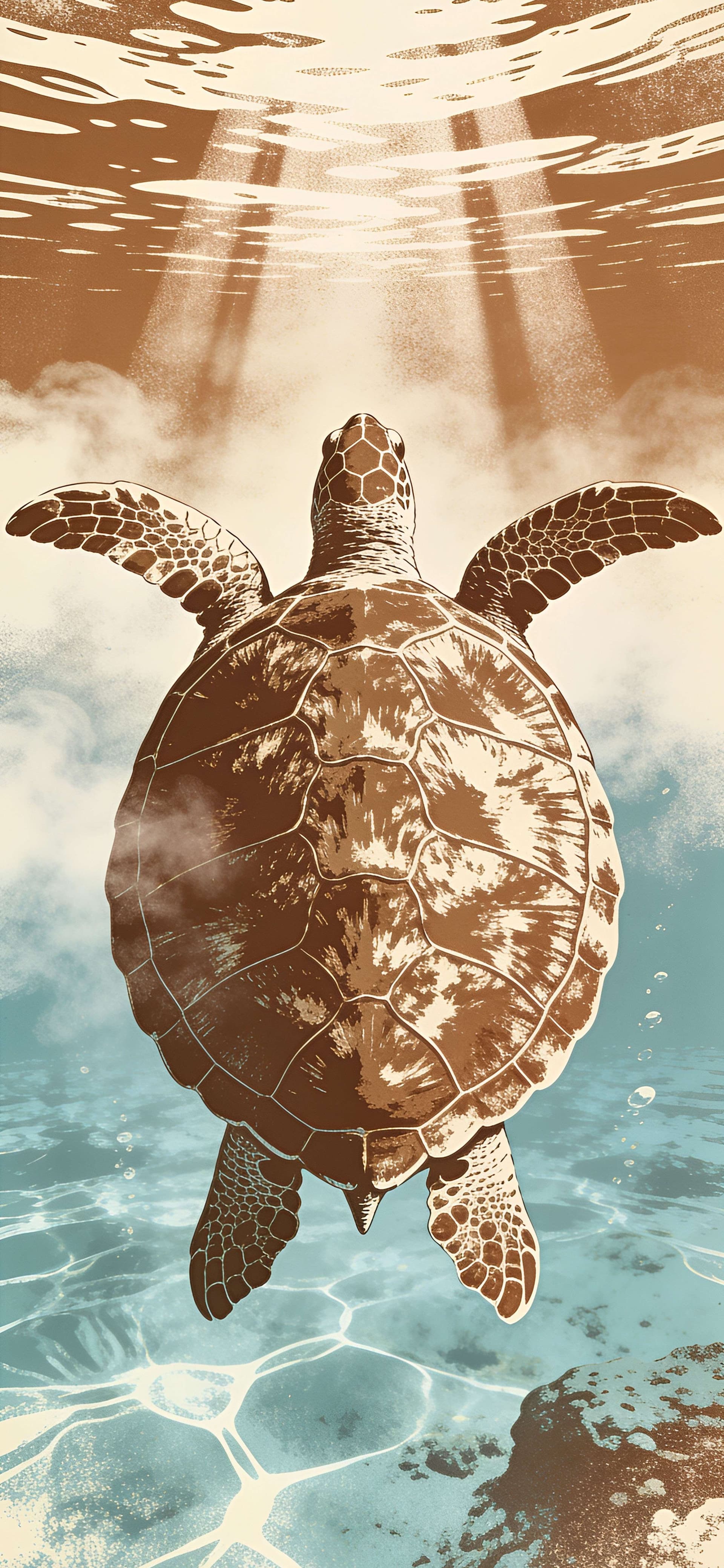 Ascending Sea Turtle - free phone wallpaper