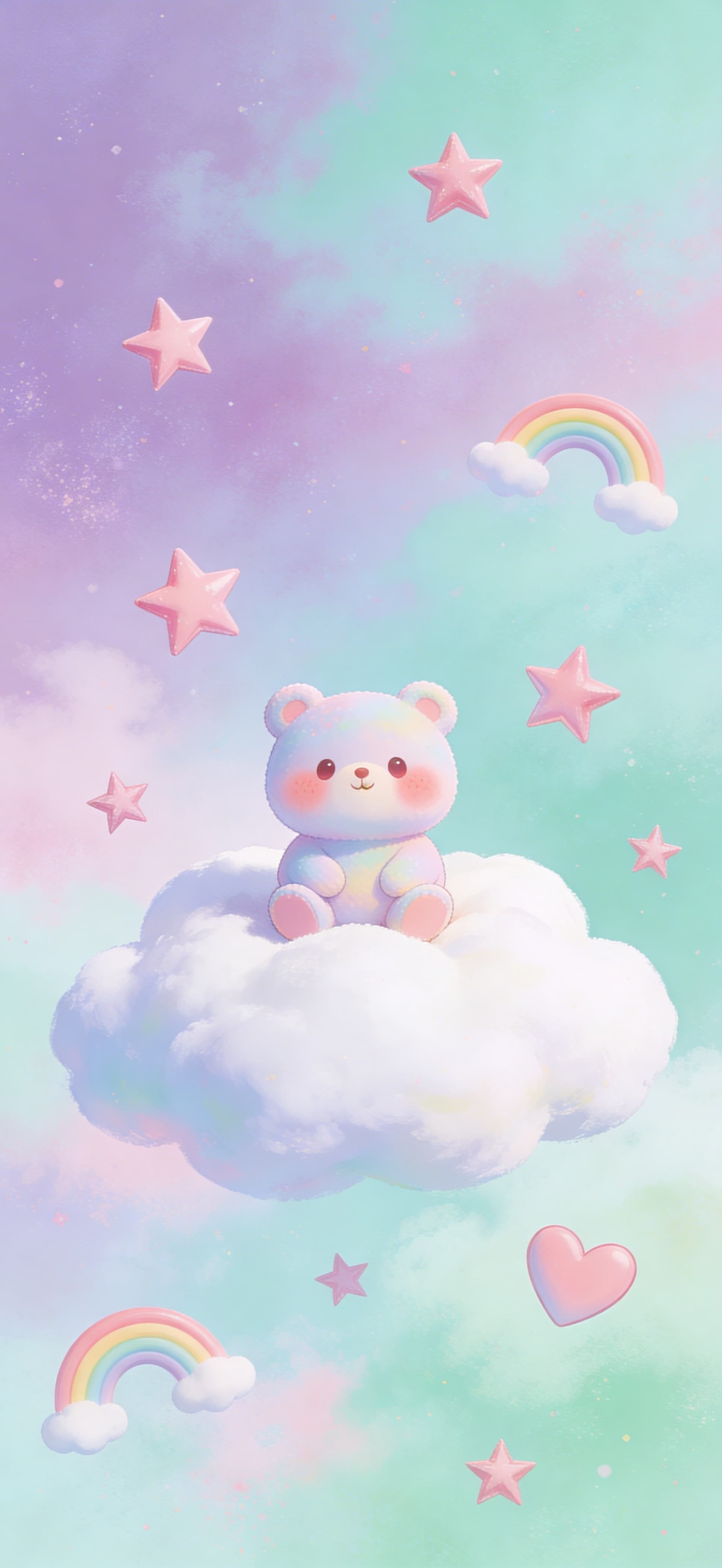 Kawaii Cloud Bear - free phone wallpaper