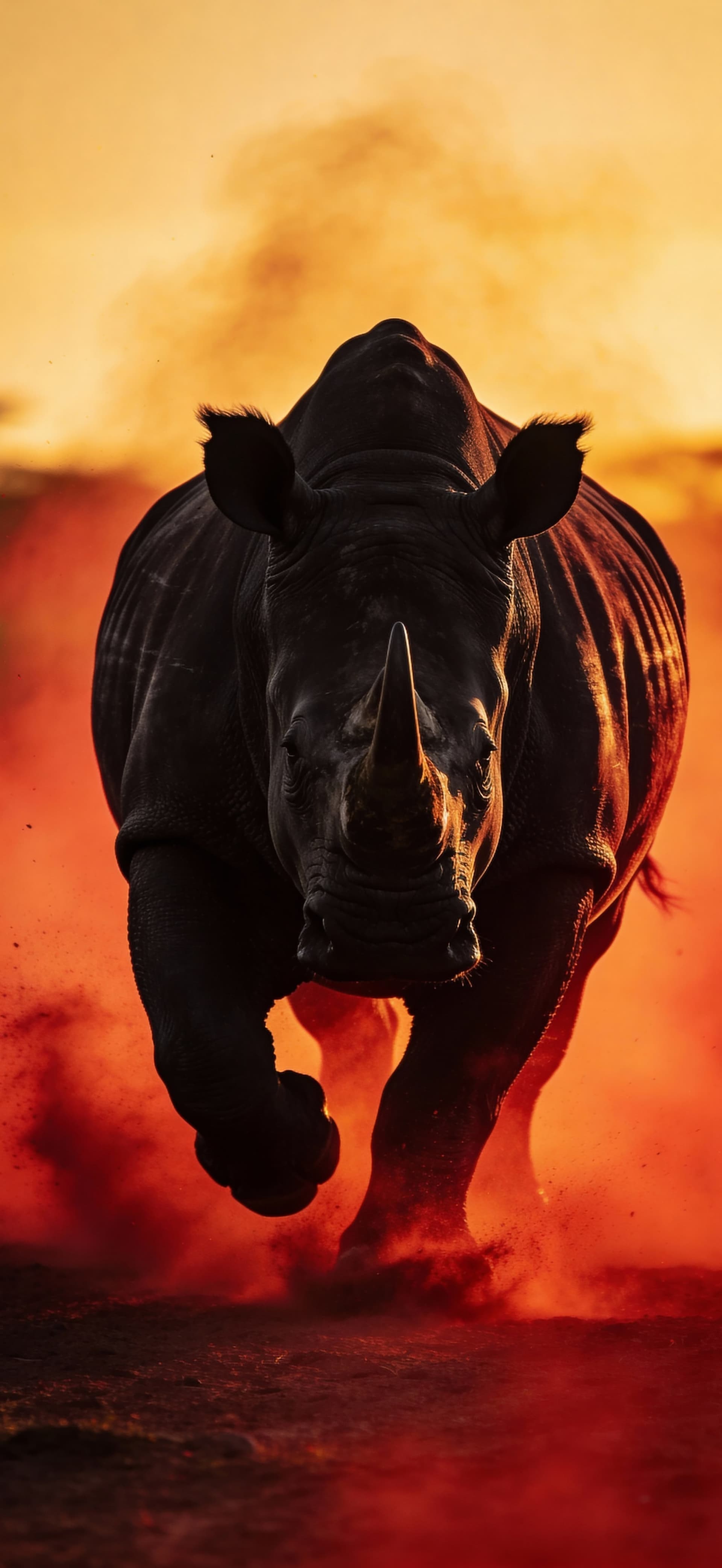 Charging Rhino Silhouette - free phone wallpaper