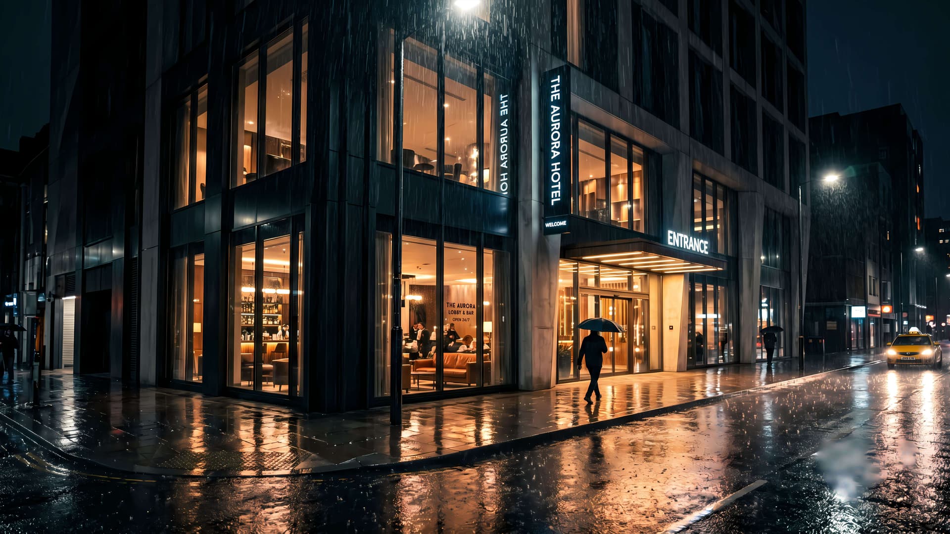 Rainy Hotel Night - free desktop wallpaper