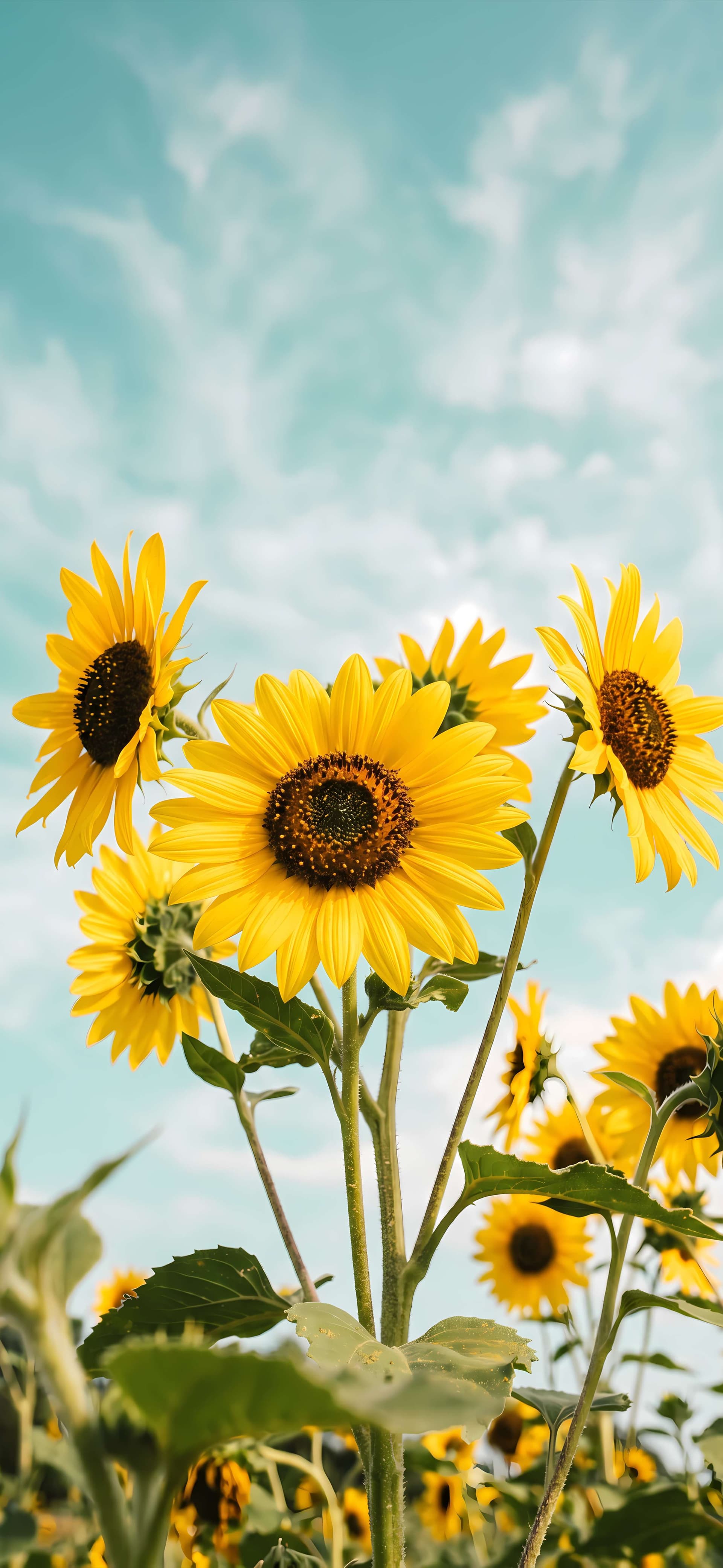 Sunny Sunflower Field - free phone wallpaper