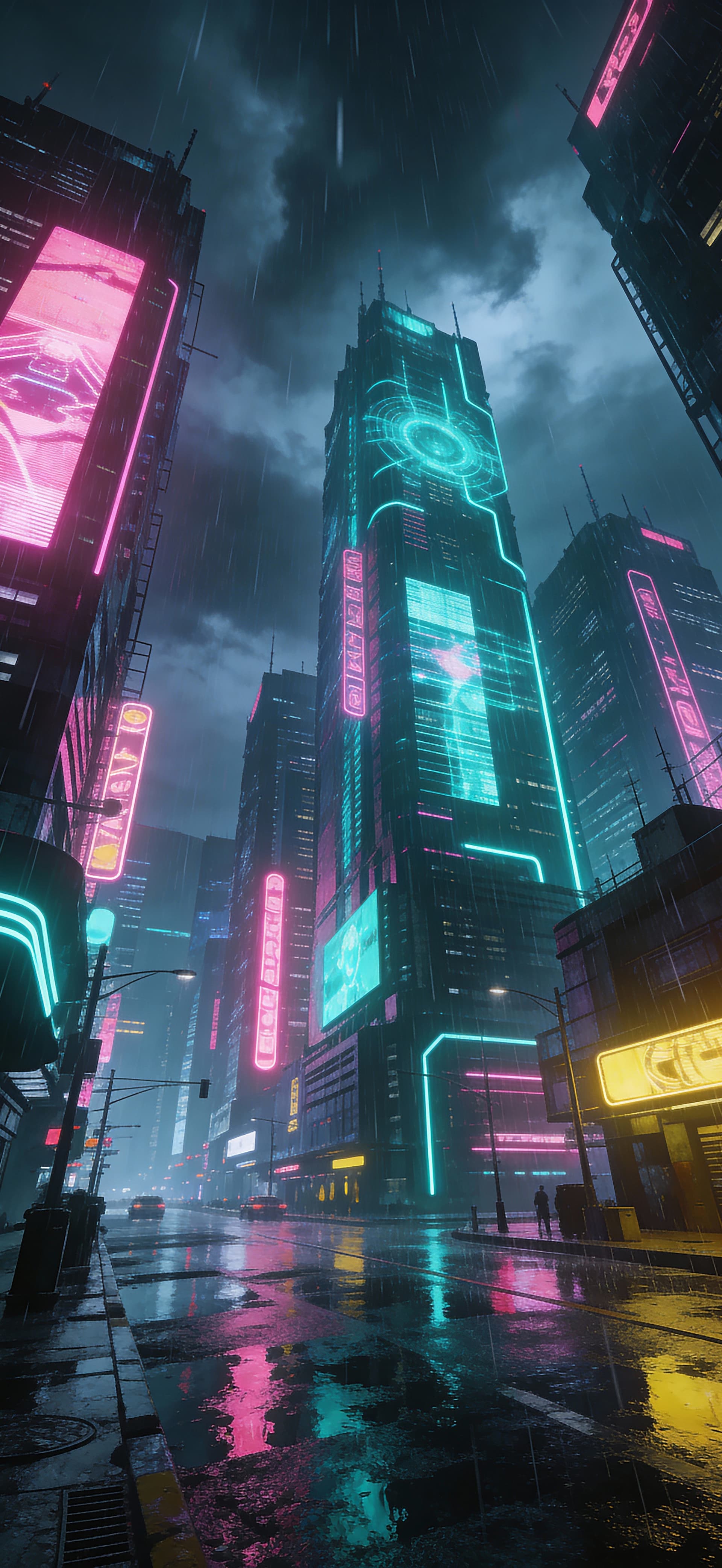 Neon Metropolis 1 - free phone wallpaper