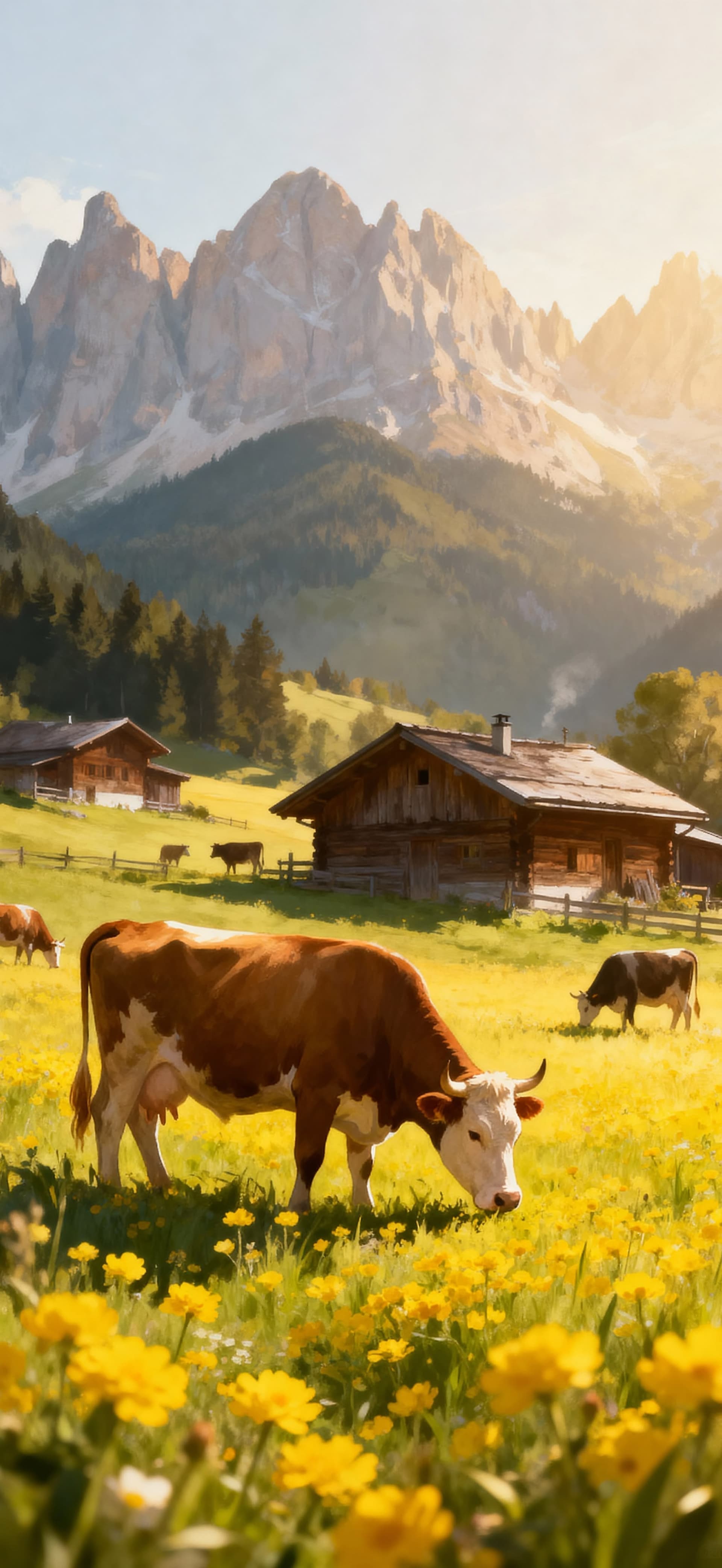 Alpine Morning Pastures 1 - free phone wallpaper
