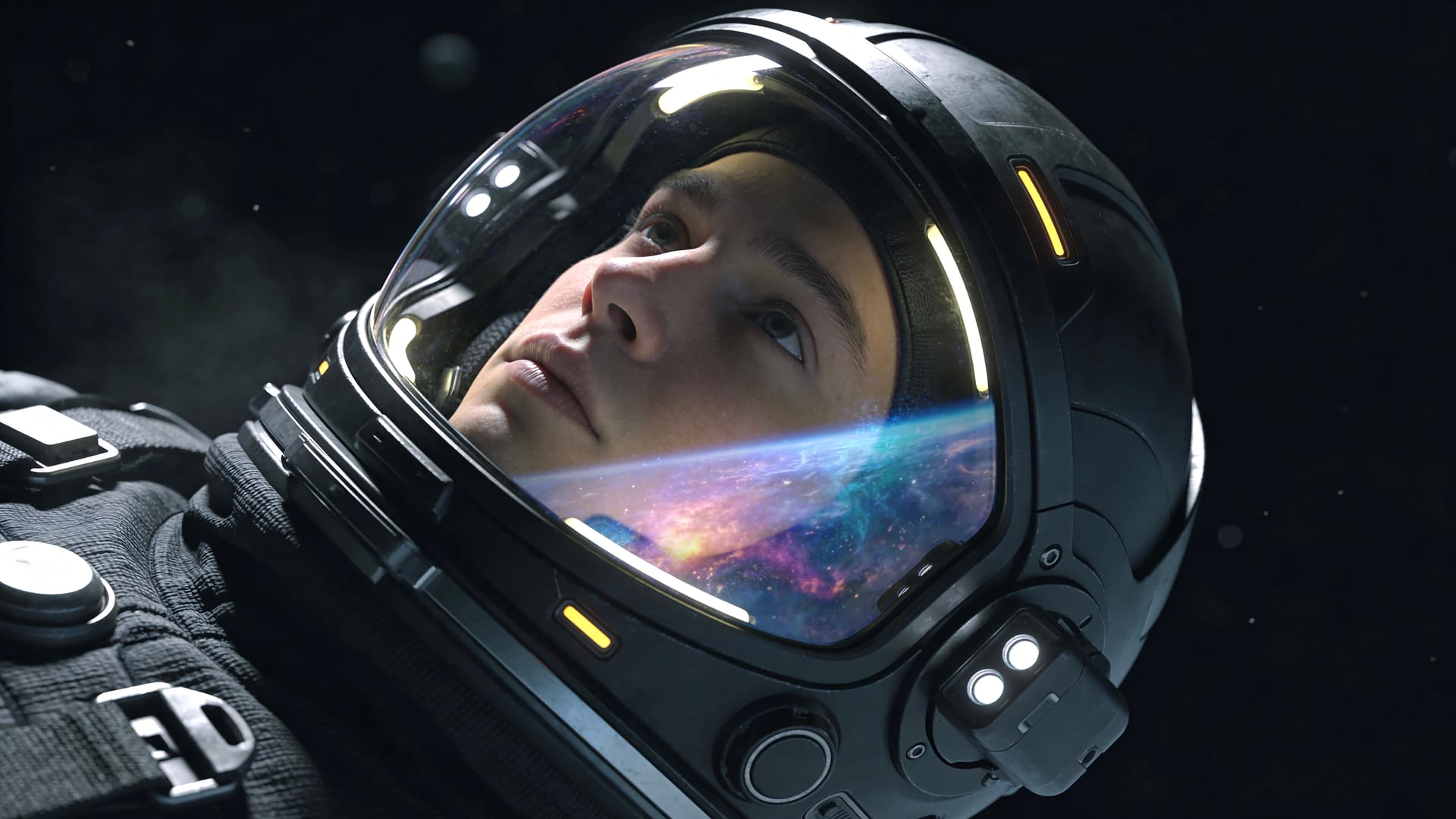 Astronaut's Cosmic Reflection - free desktop wallpaper