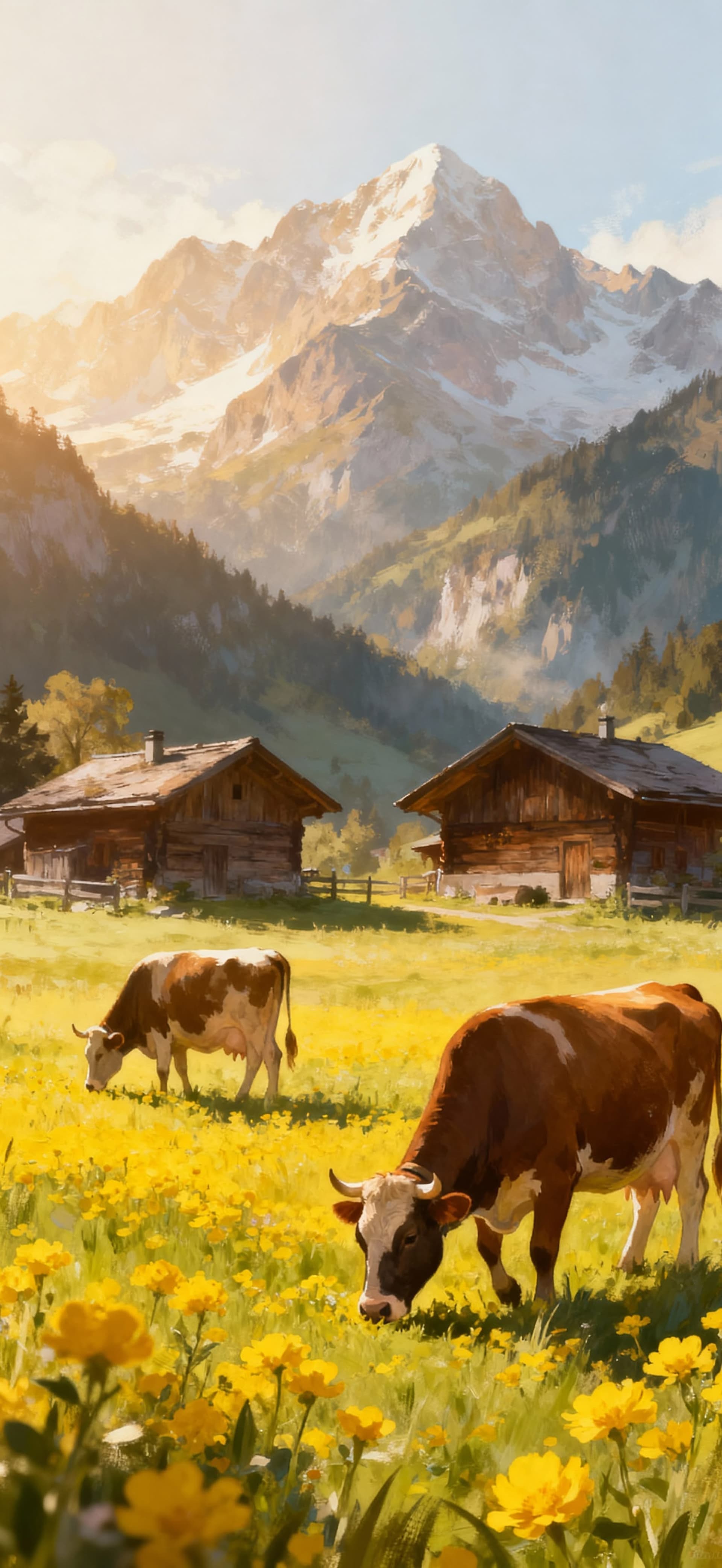 Alpine Morning Pastures 2 - free phone wallpaper