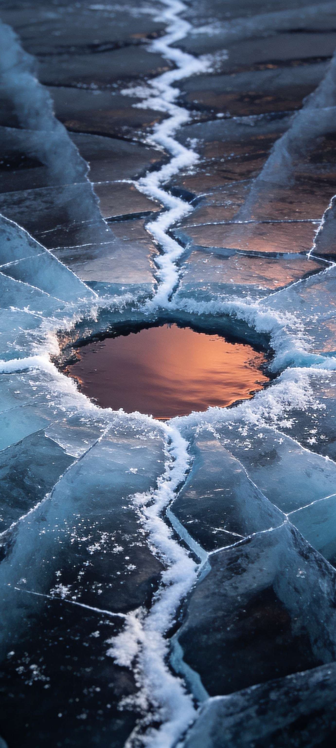 Fractured Ice Lake - Pro phone wallpaper