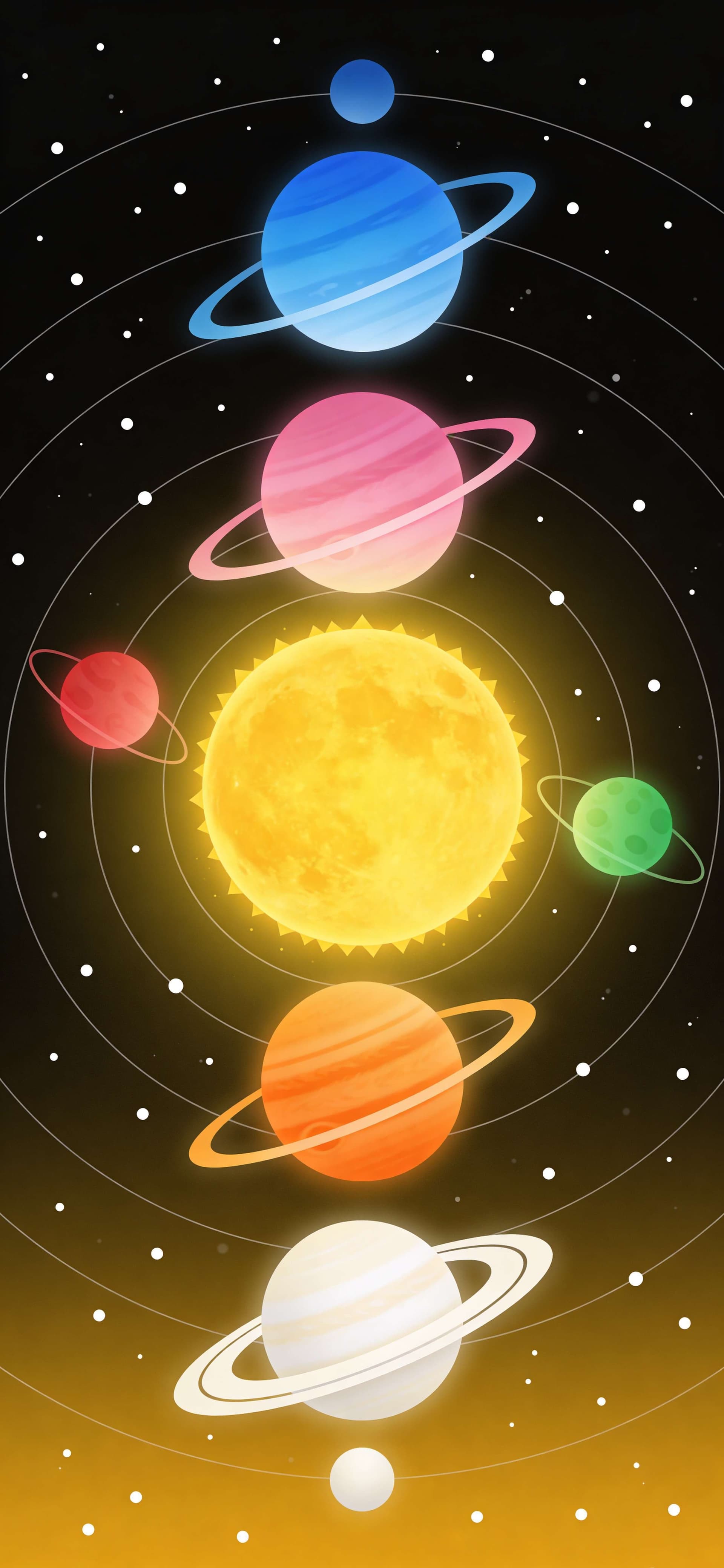 Whimsical Solar System - Pro phone wallpaper