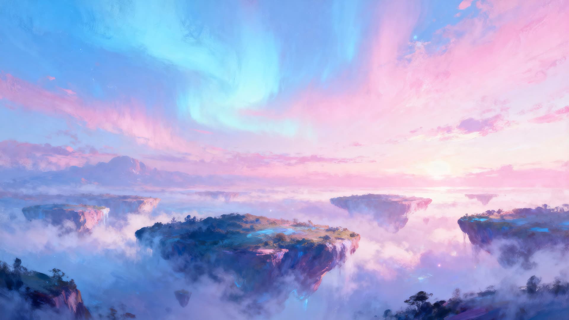 Floating Island Clouds - free desktop wallpaper
