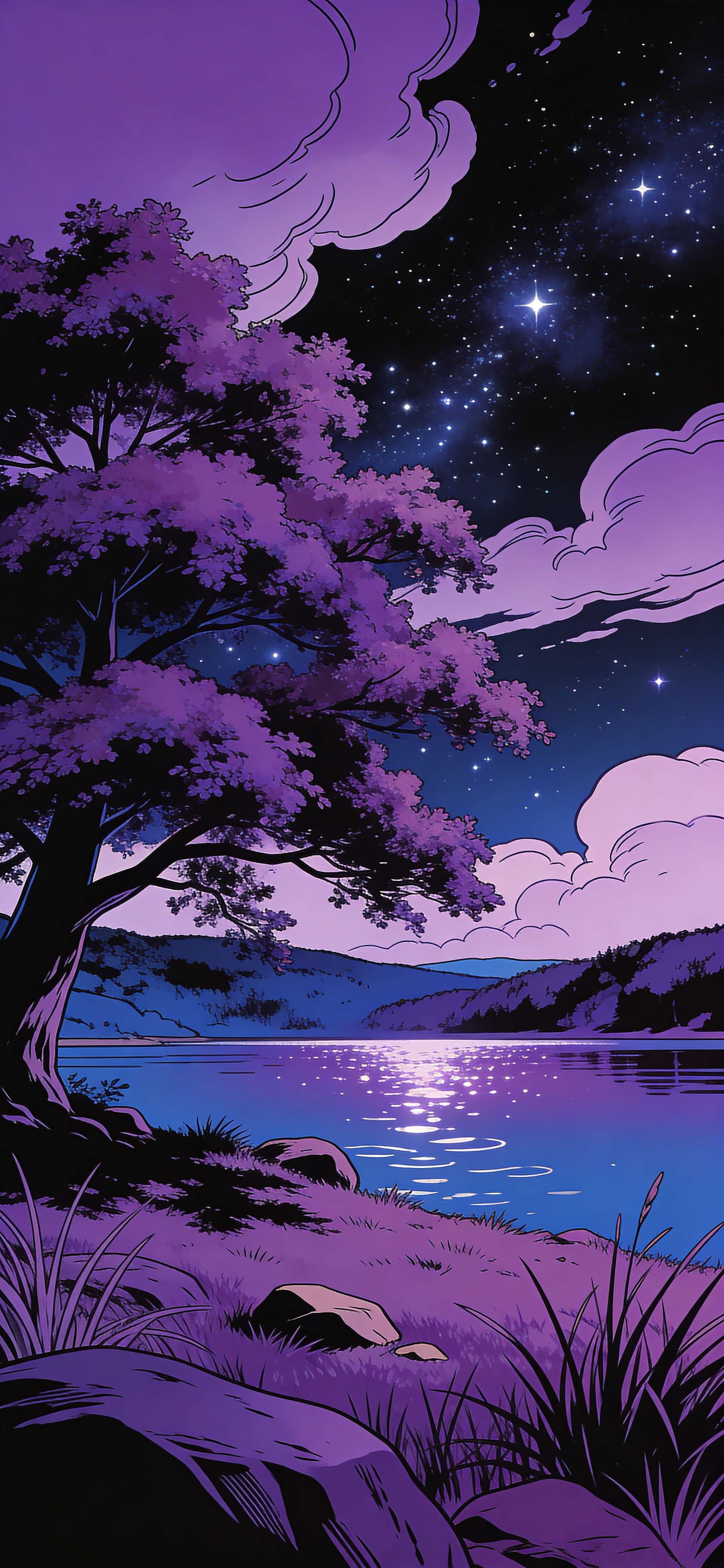 Purple Nightscape Dream - Pro phone wallpaper