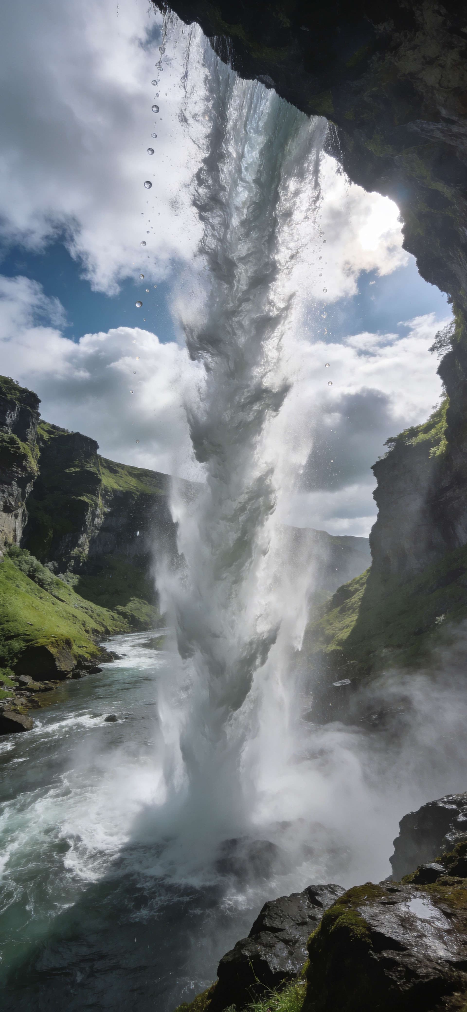 Majestic Cave Waterfall - free phone wallpaper