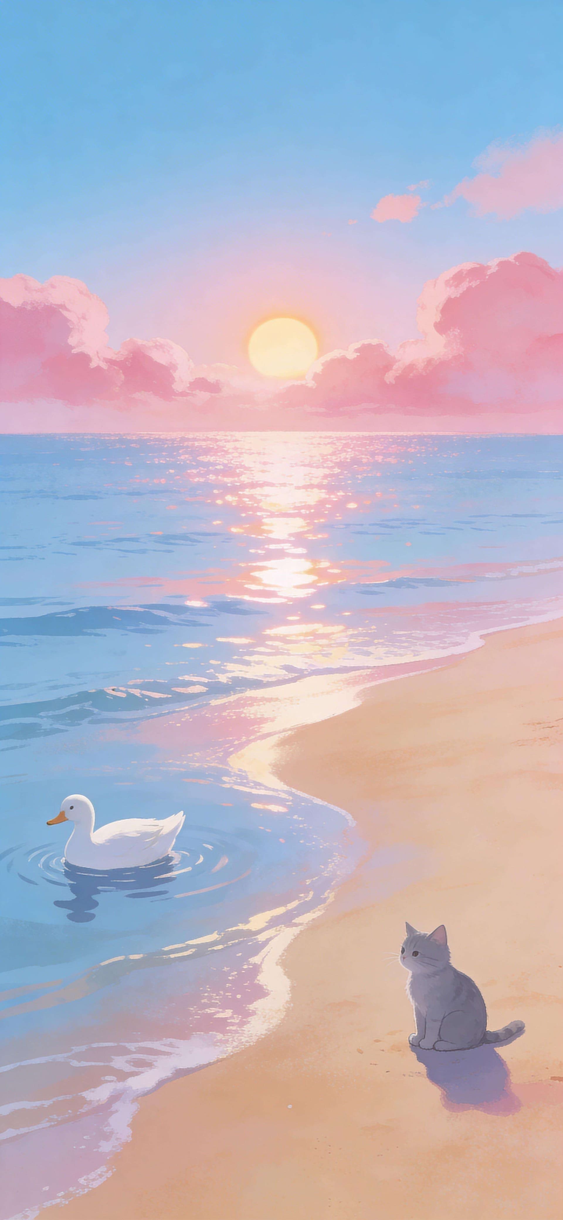Pastel Beach Sunset - free phone wallpaper