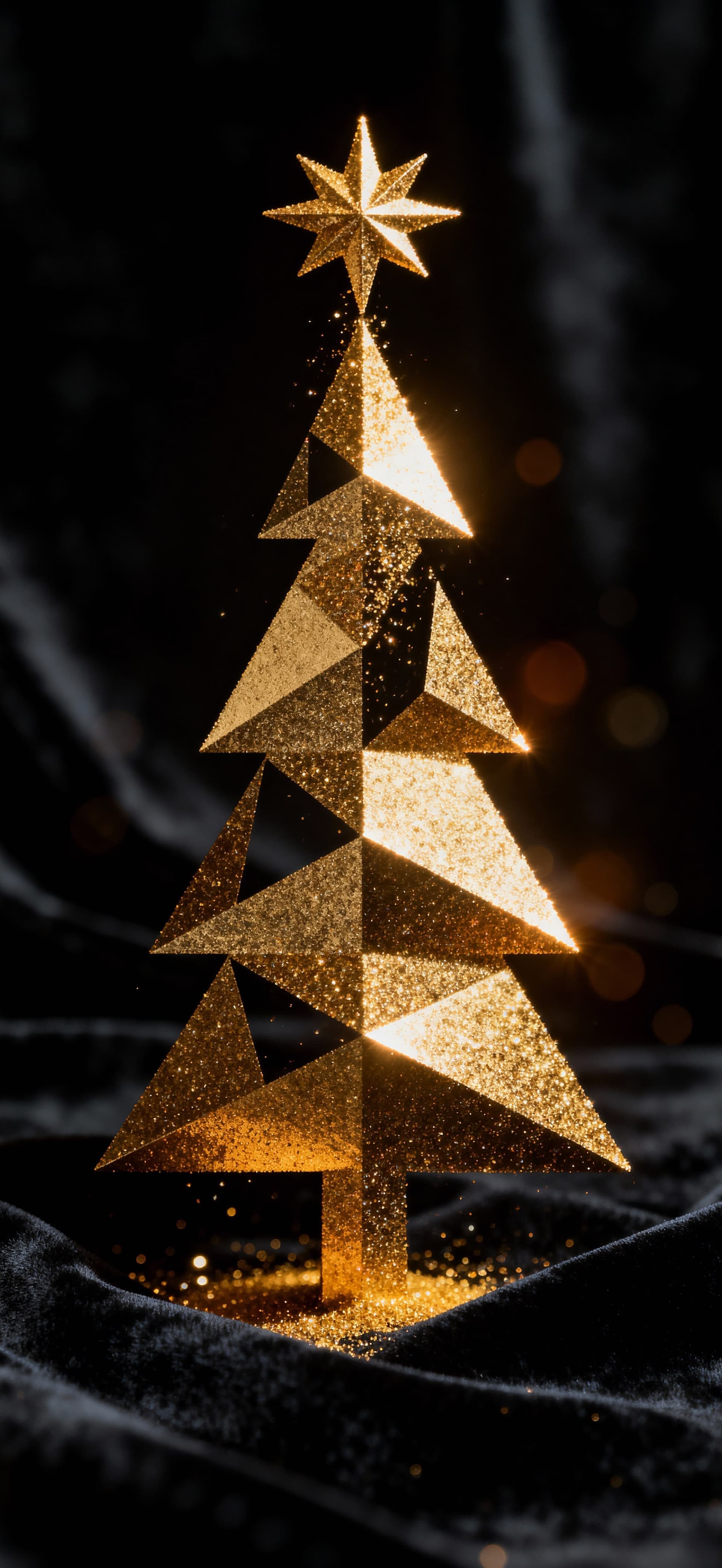 Golden Christmas Tree 3 - free phone wallpaper