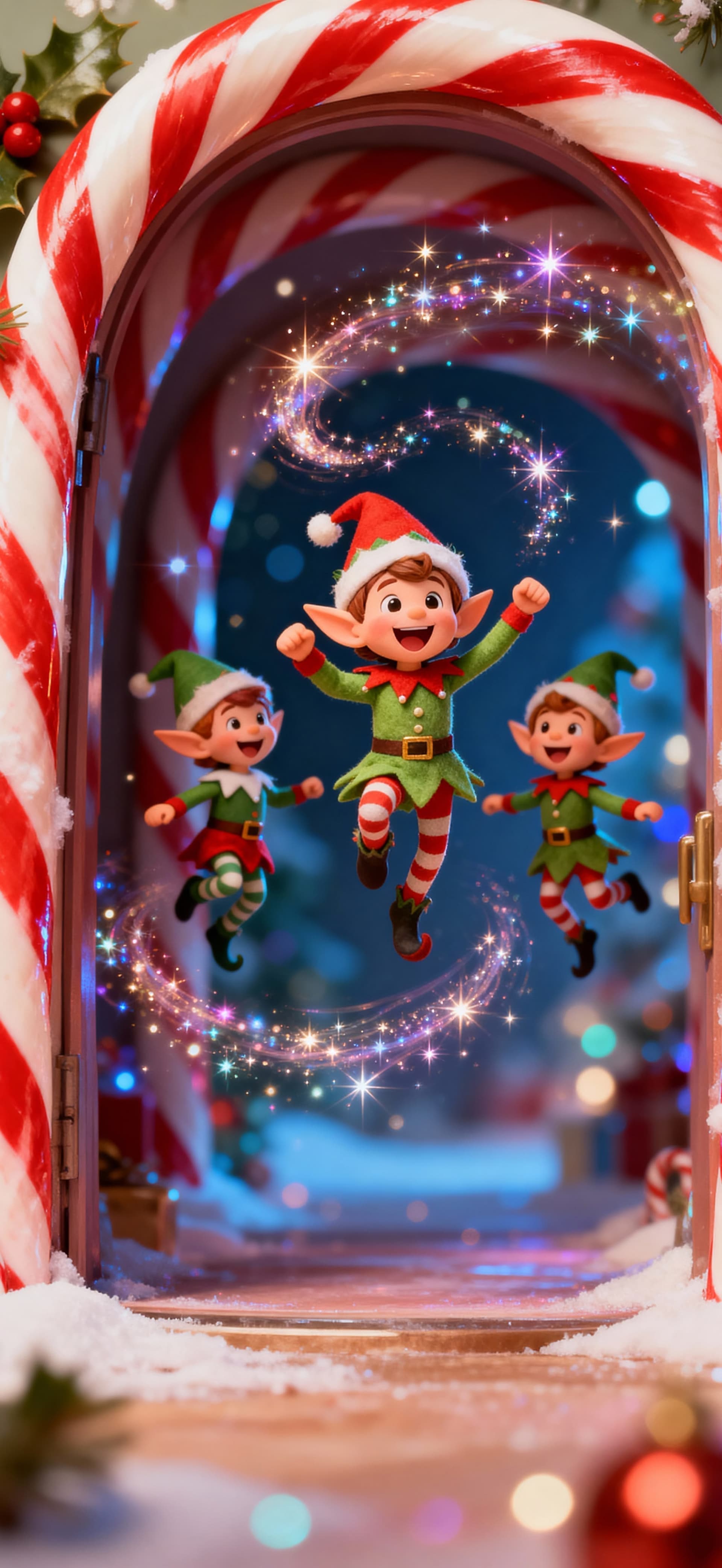 Joyful Christmas Elves 2 - free phone wallpaper