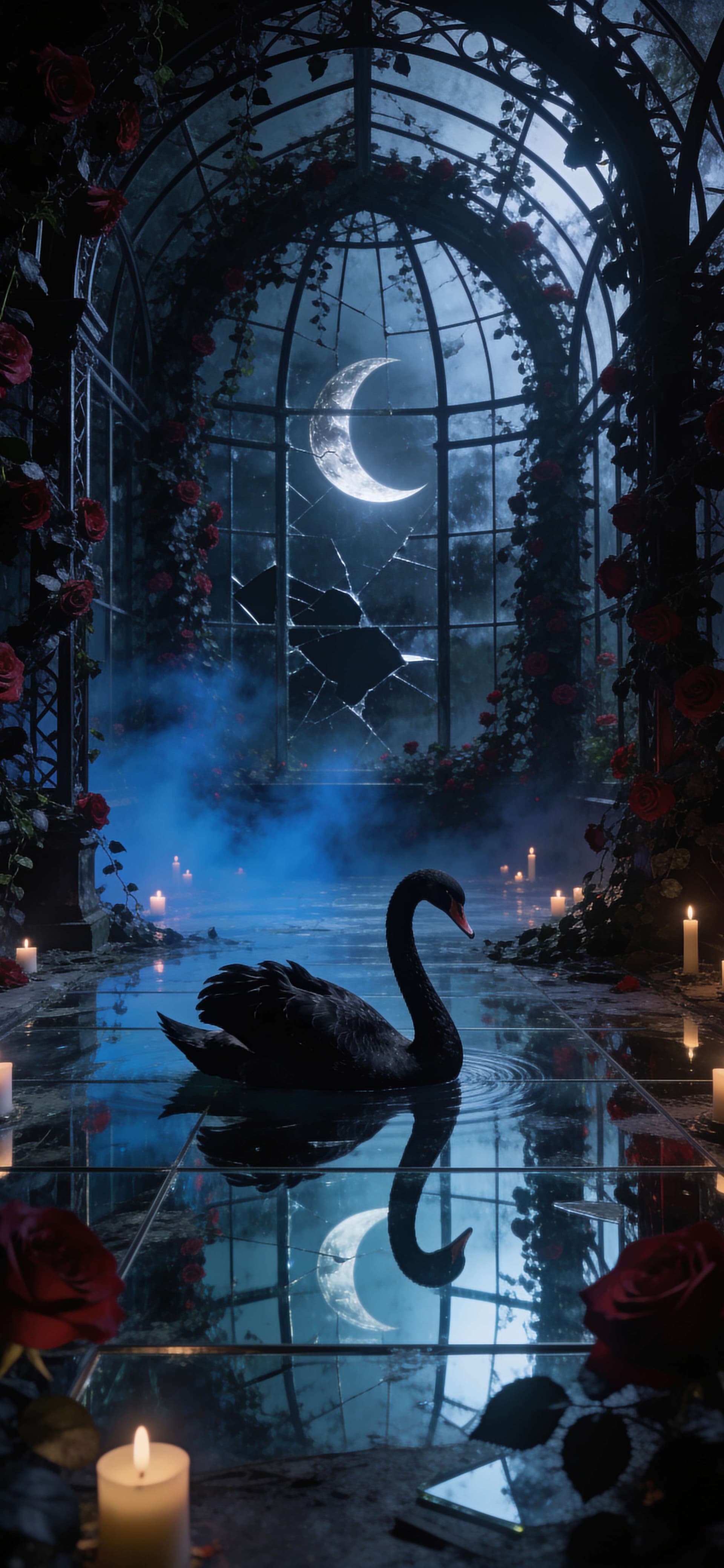 Gothic Swan Sanctuary - free phone wallpaper