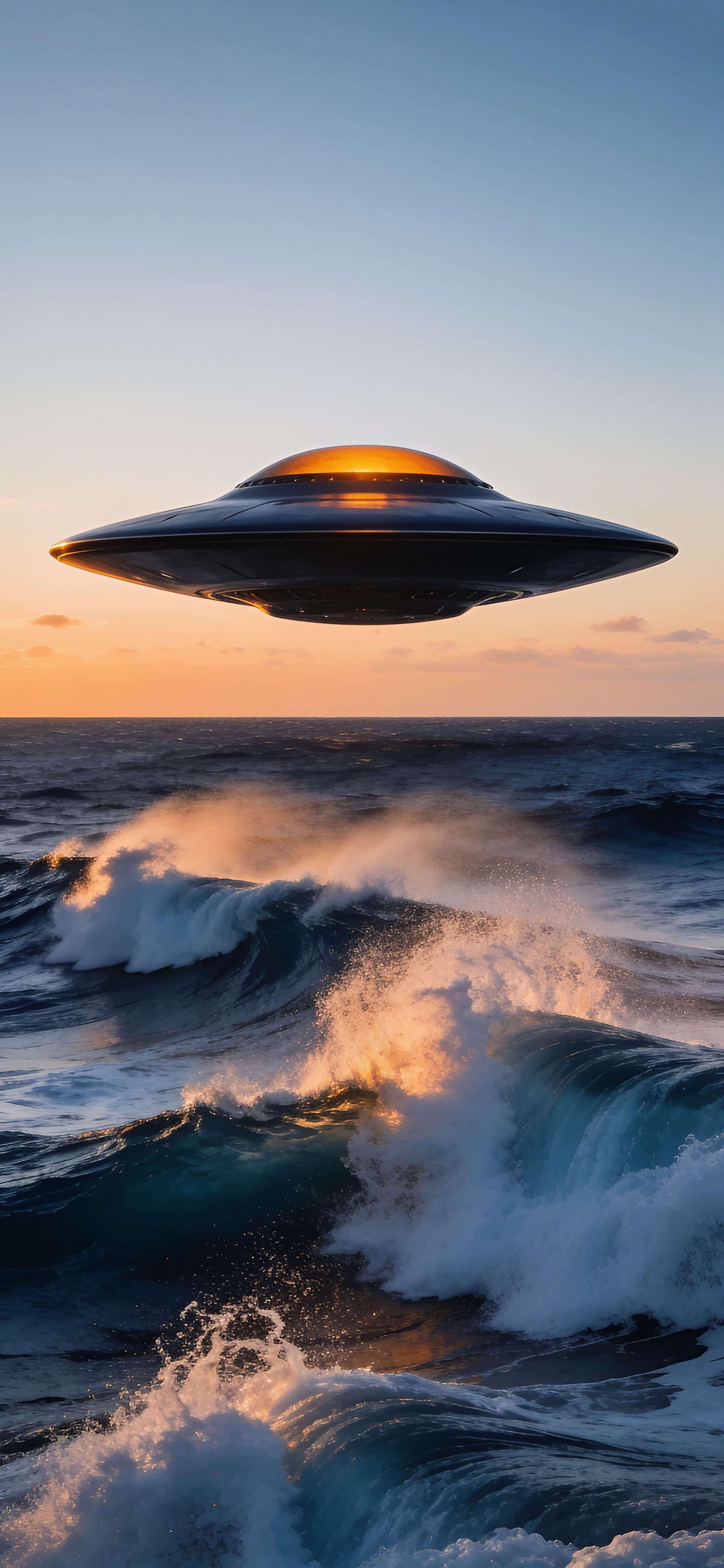 Saucer Over Waves - Pro phone wallpaper