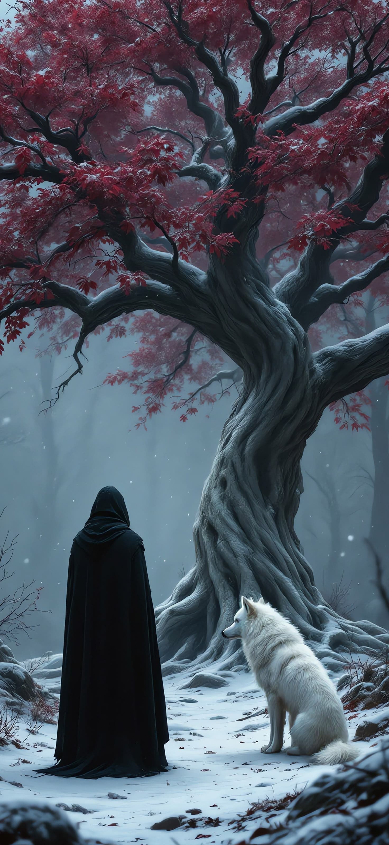 Red Leaves of Winter 3 - Pro phone wallpaper