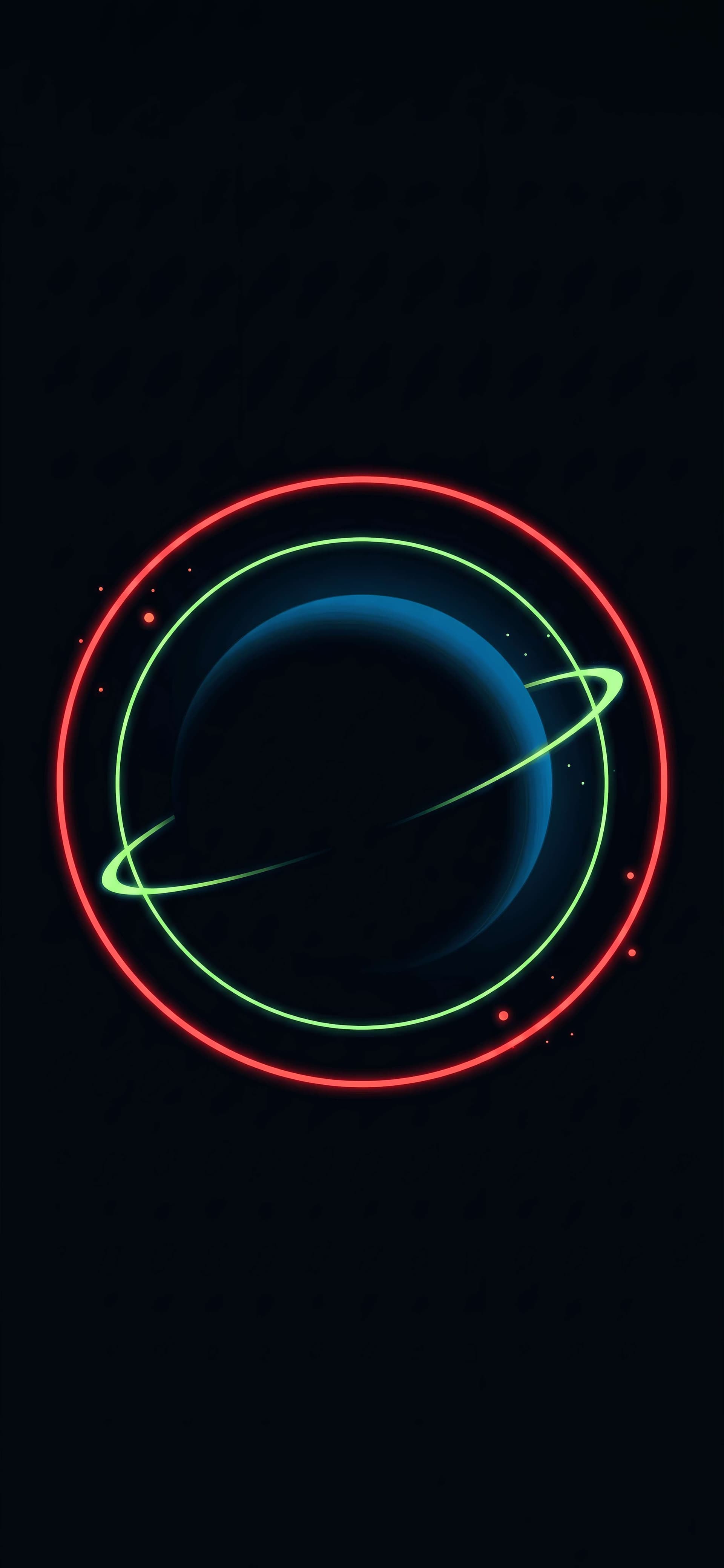 Neon Planet Rings - free phone wallpaper