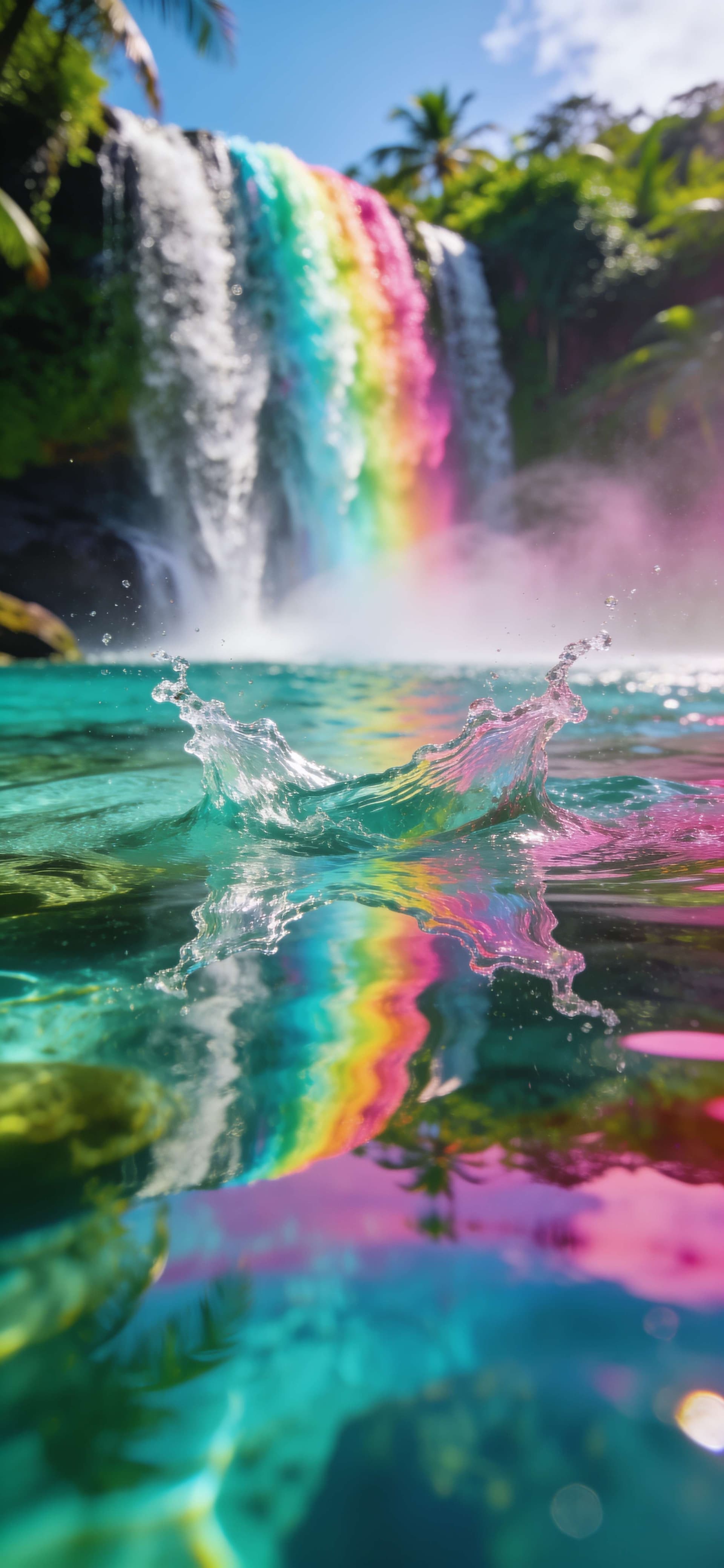 Rainbow Falls Splash - free phone wallpaper