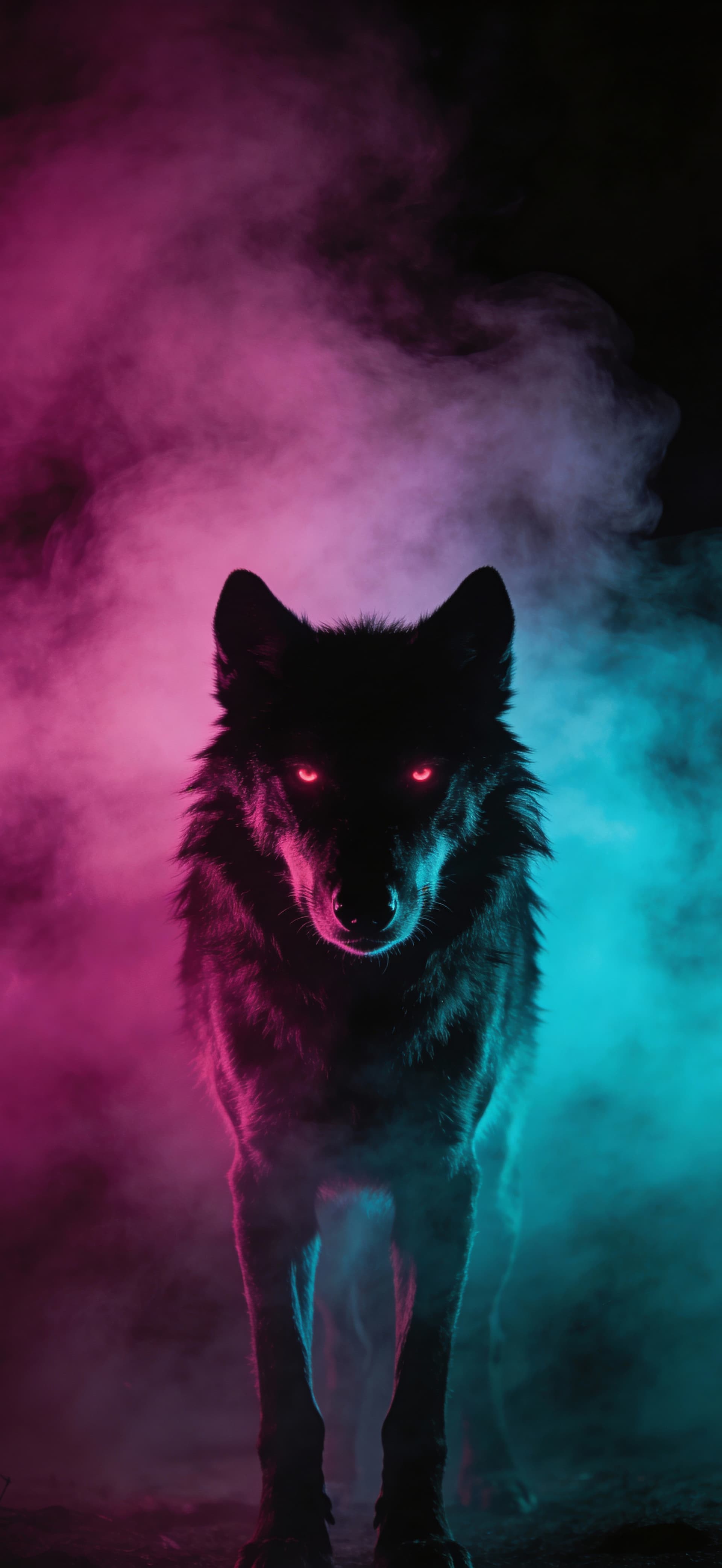 Neon Wolf Smoke 2 - Pro phone wallpaper
