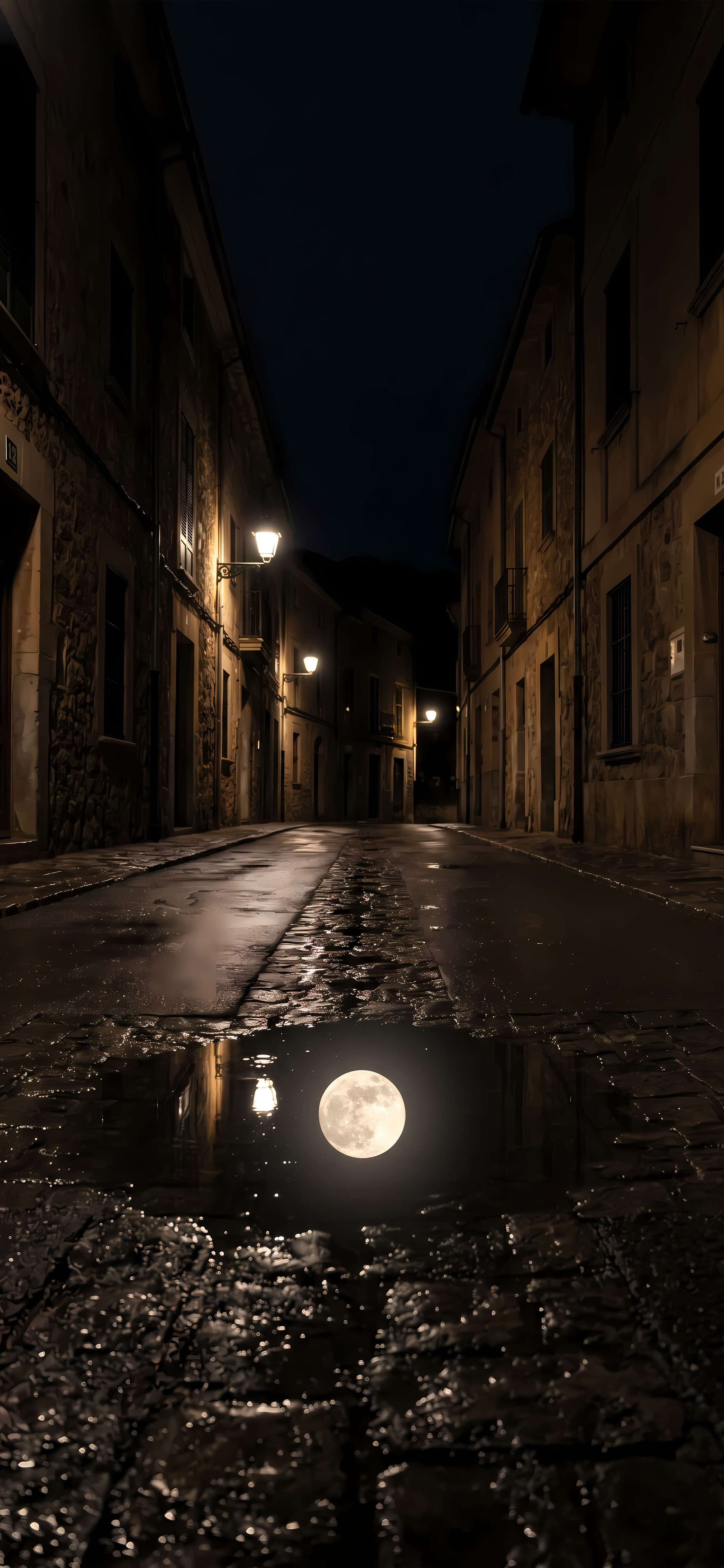 Moonlight Puddle Reflection - Pro phone wallpaper