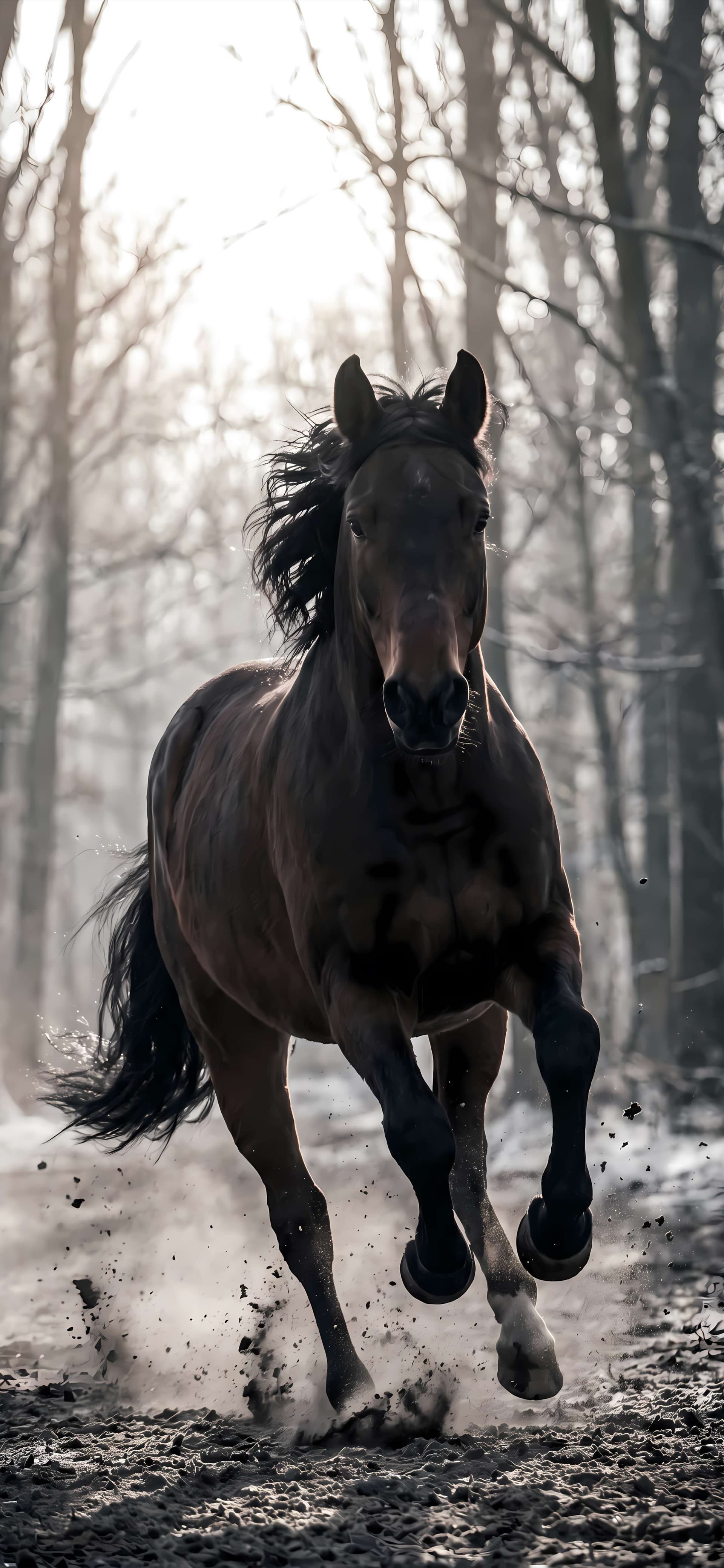 Galloping Forest Horse - free phone wallpaper