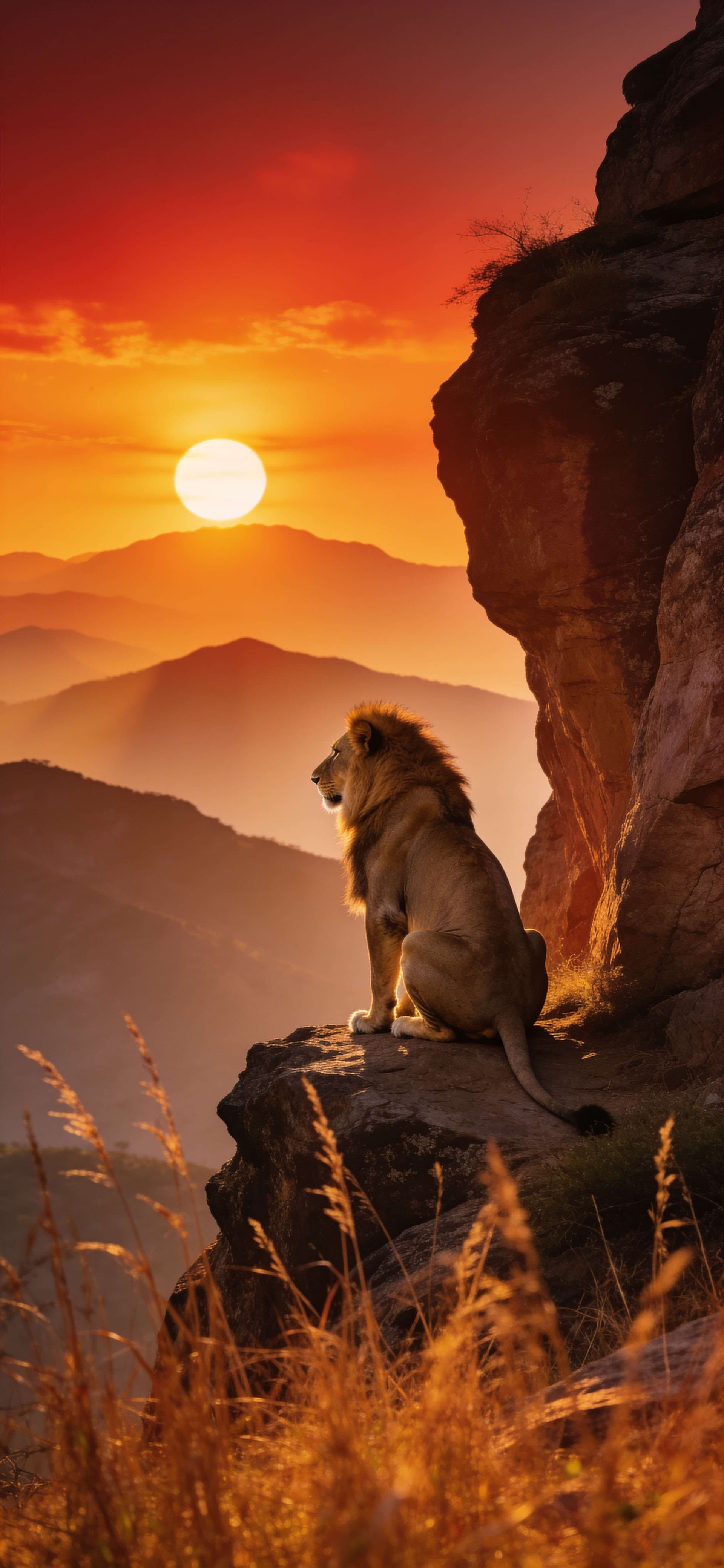 Majestic Lion Sunset - Pro phone wallpaper