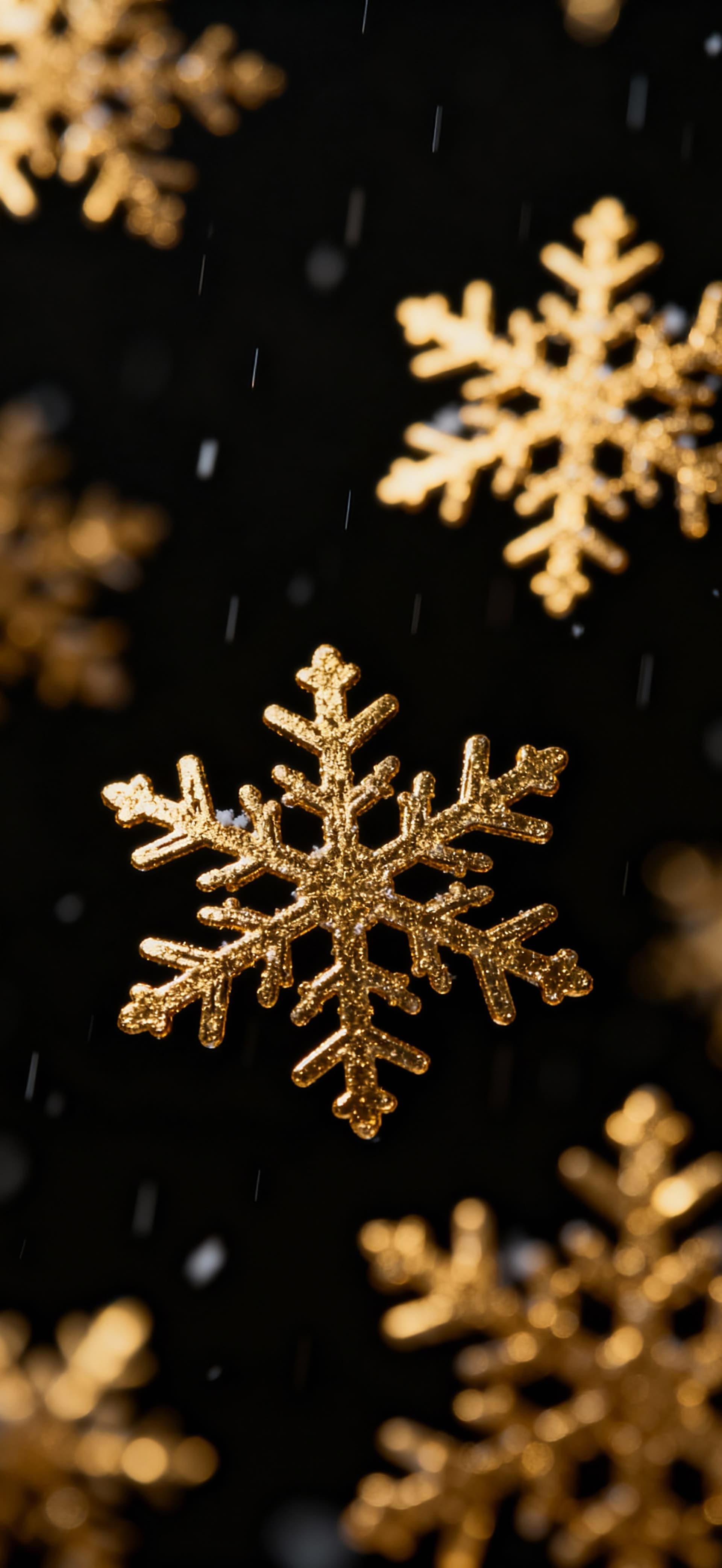 Golden Snowfall Night 1 - free phone wallpaper