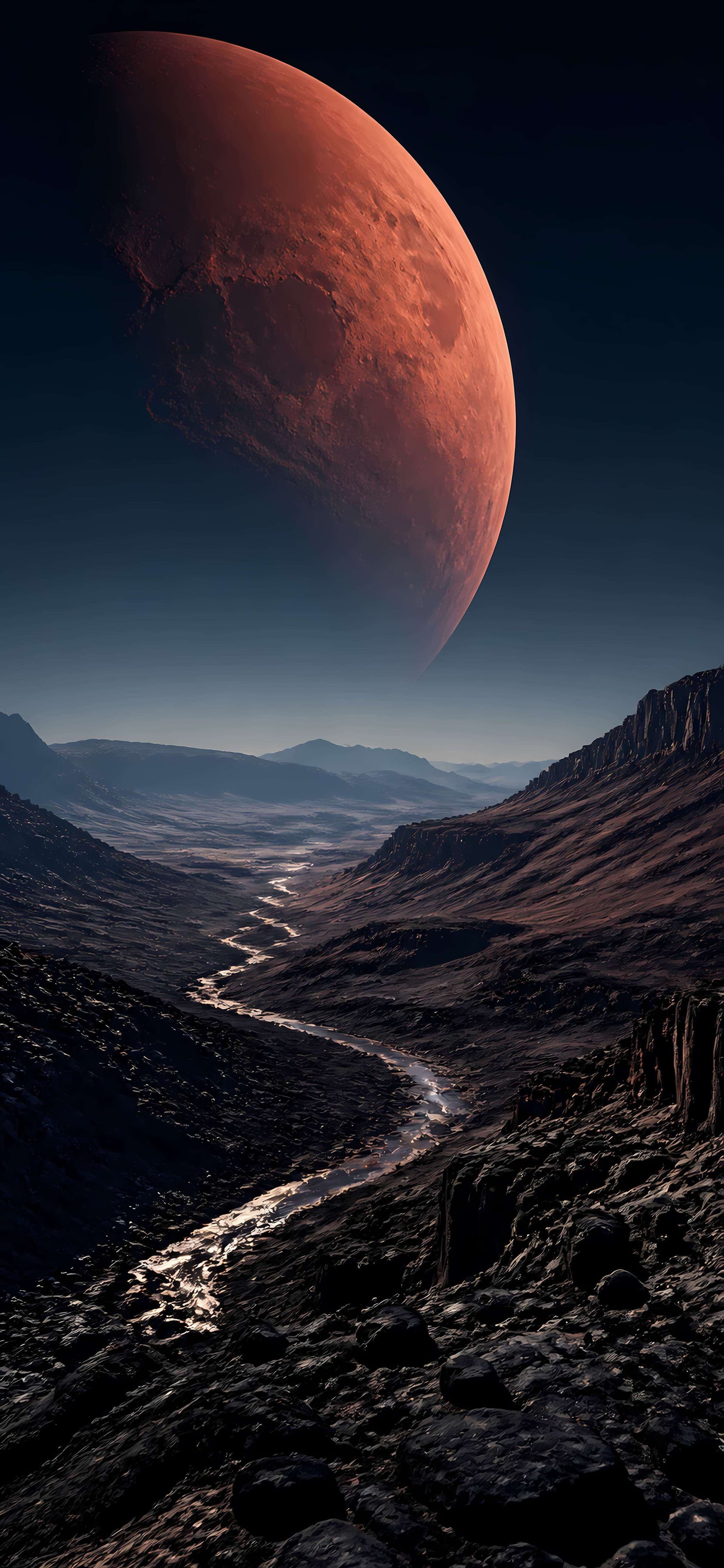 Martian River Valley - free phone wallpaper