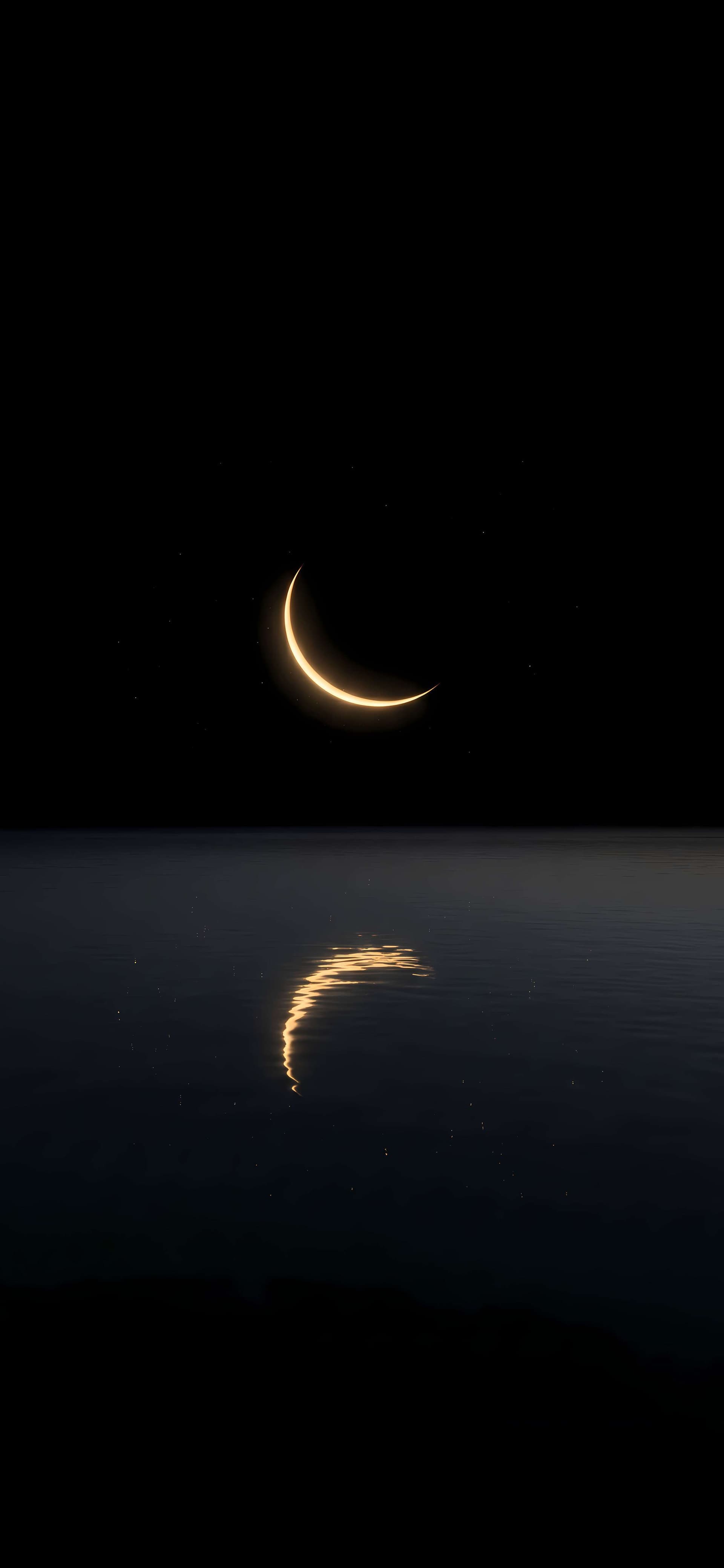 Crescent Moon Reflection - Pro phone wallpaper
