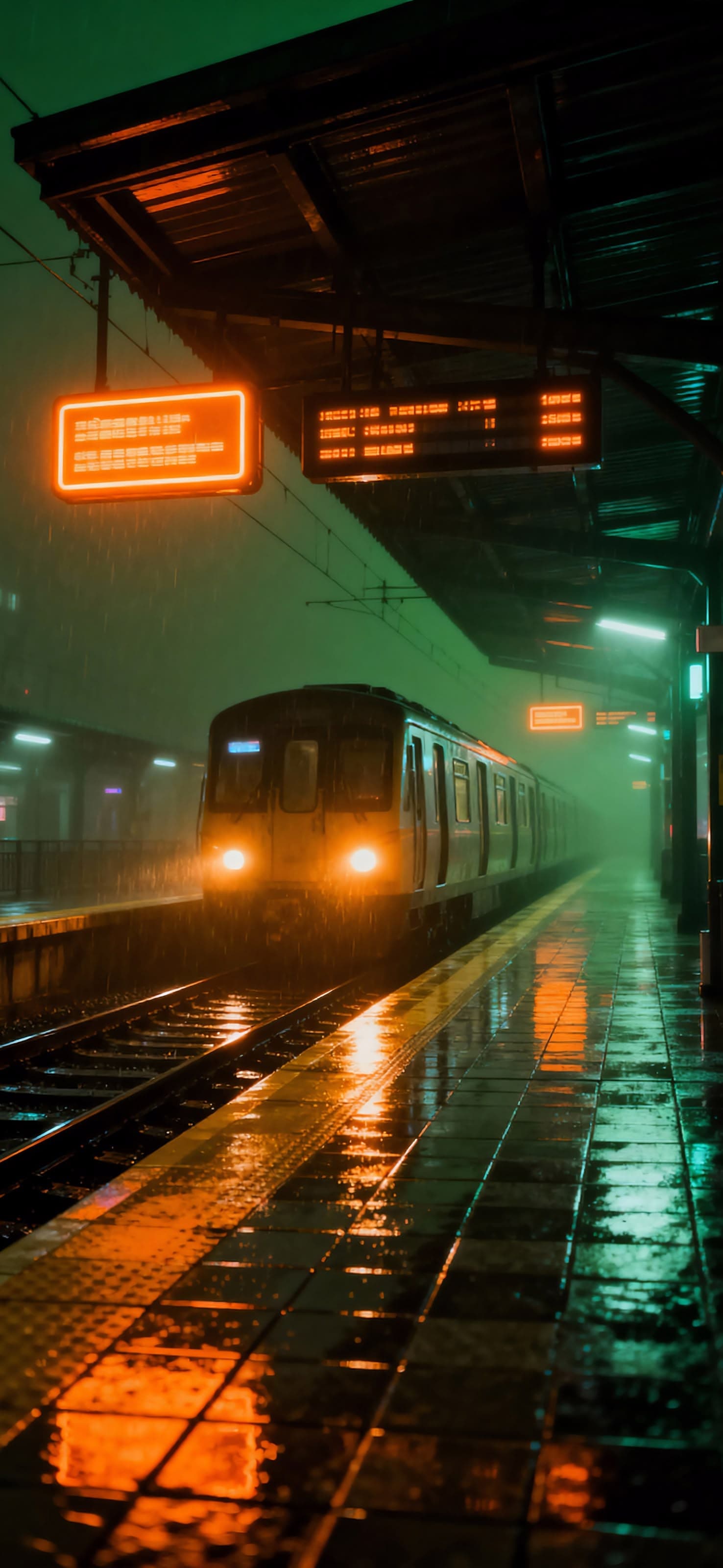 Neon Rain Arrival 1 - free phone wallpaper
