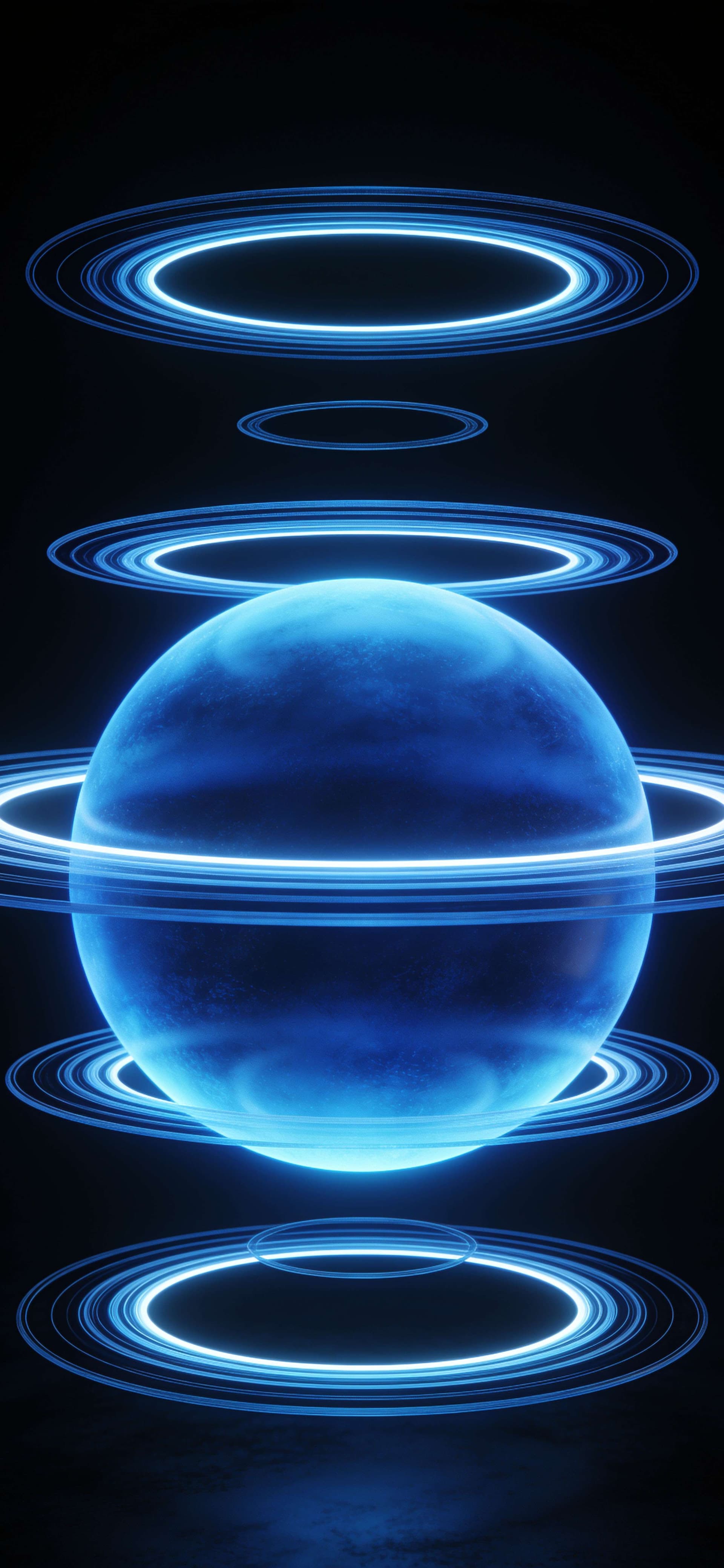 Cosmic Blue Rings - Pro phone wallpaper