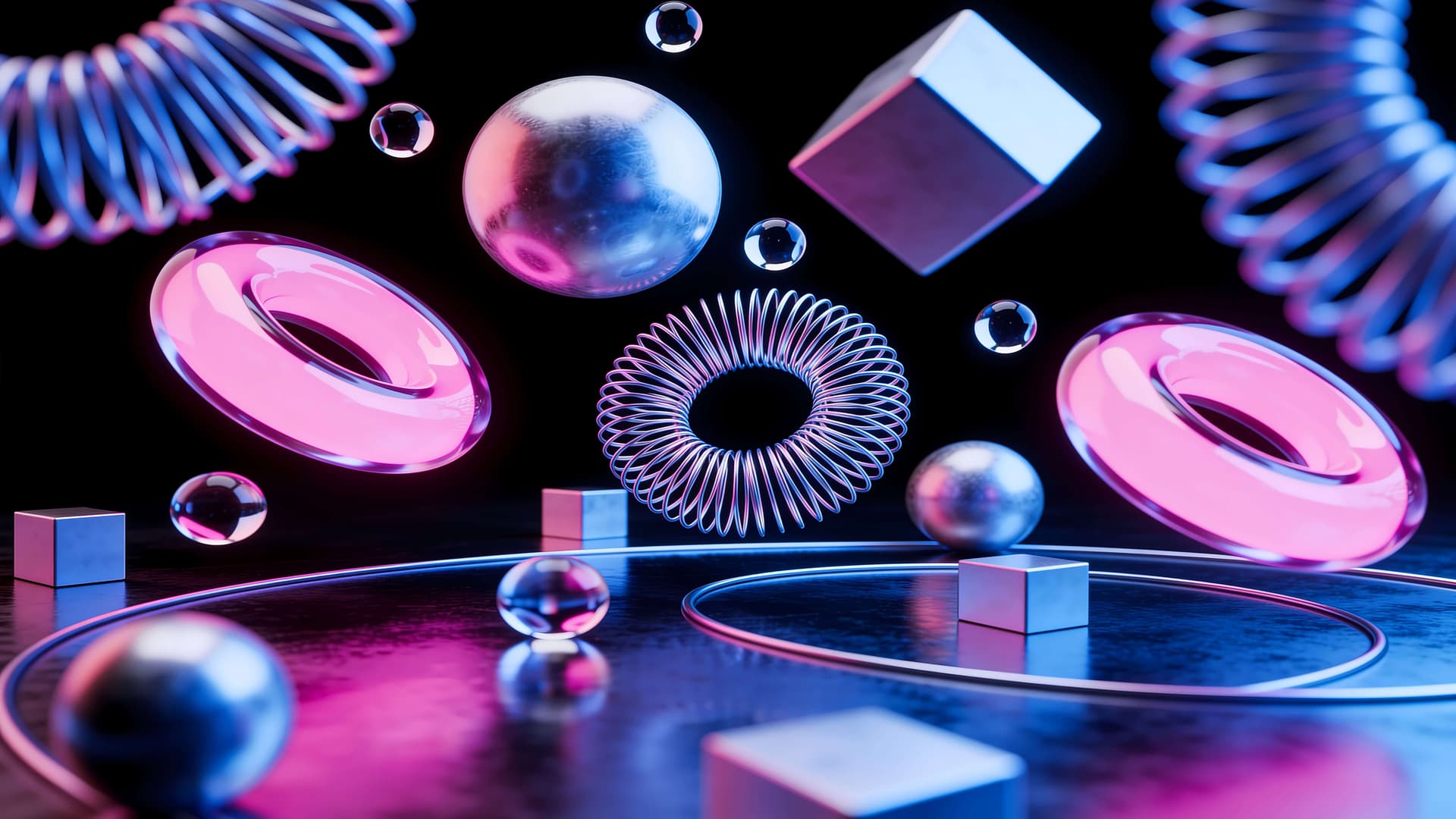 Neon Geometric Dream - Pro desktop wallpaper