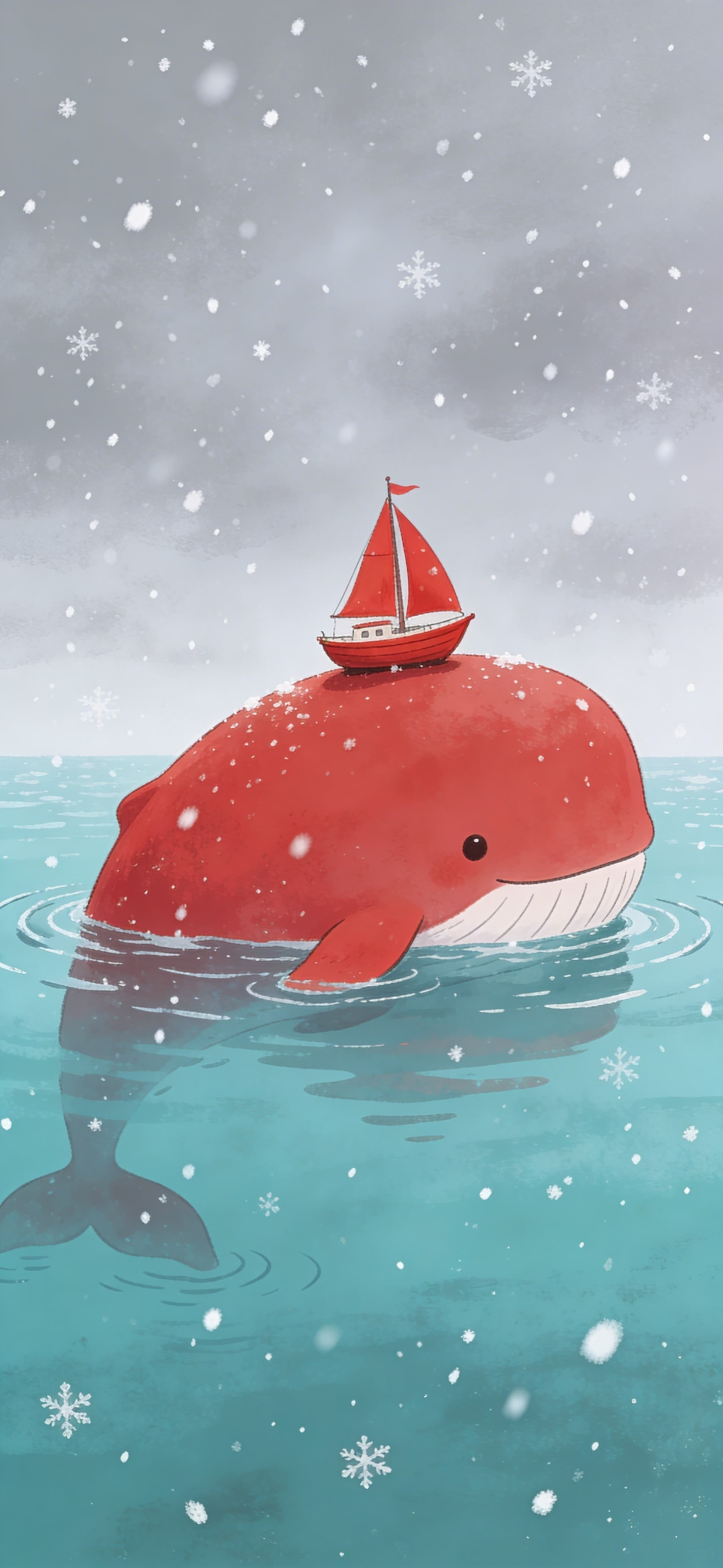 Whale Boat Winter - free phone wallpaper