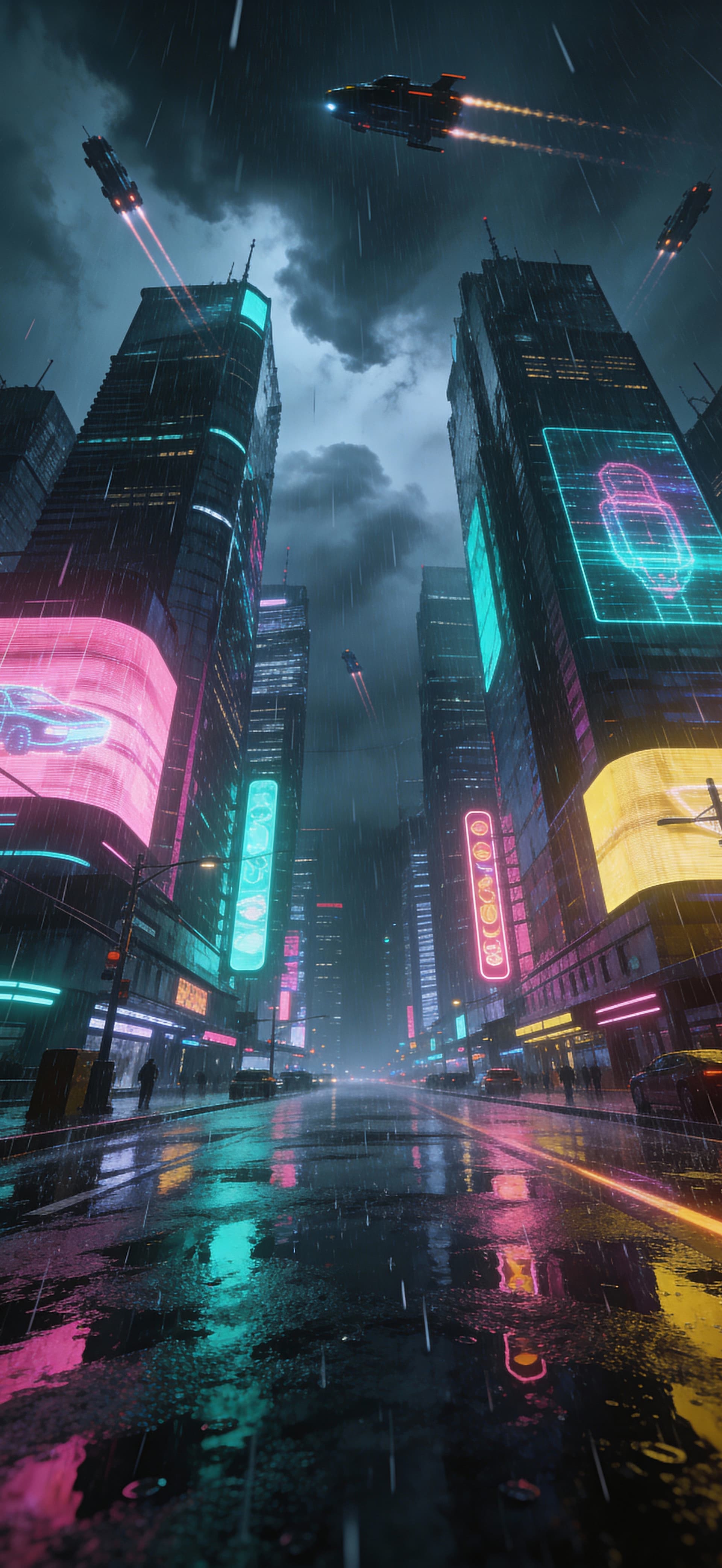 Neon Metropolis 3 - free phone wallpaper