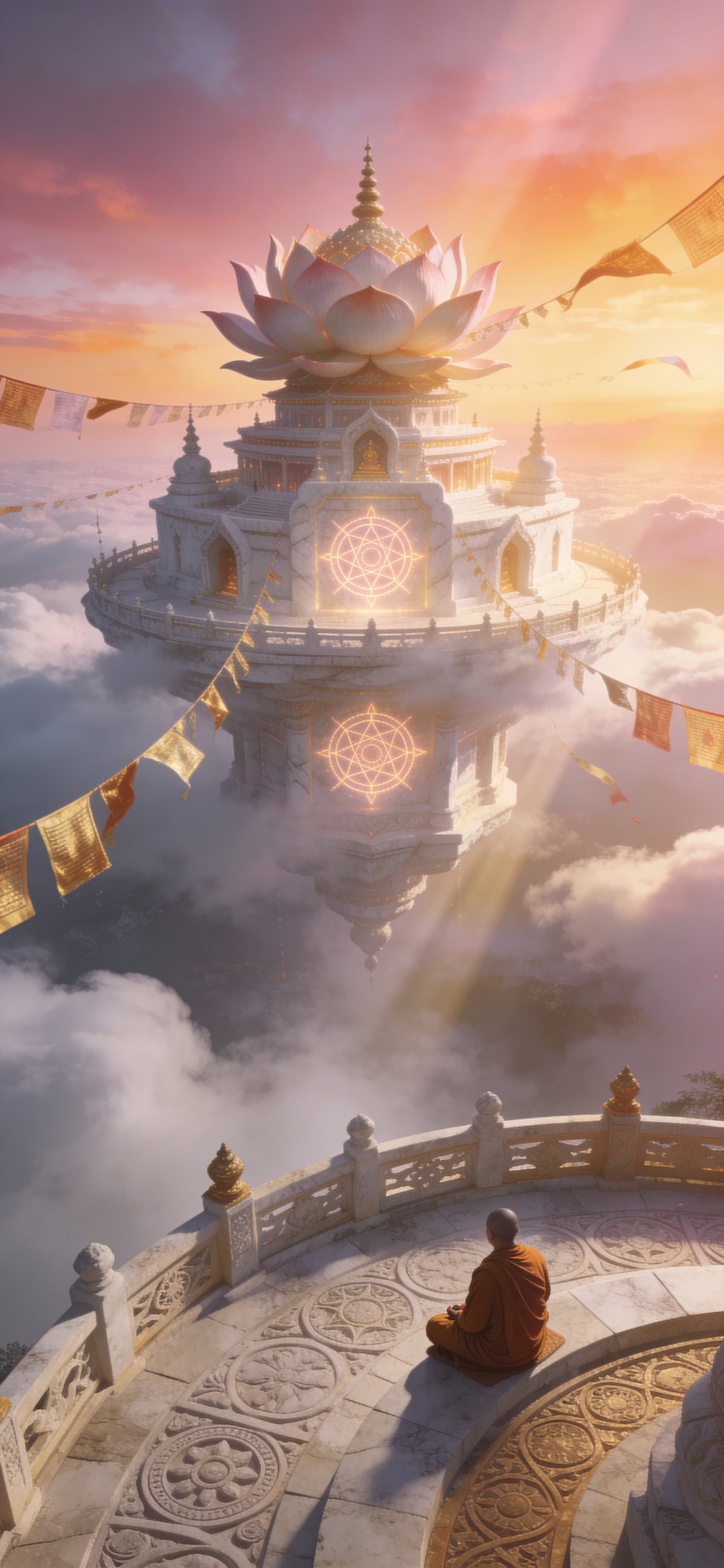 Floating Lotus Temple - Pro phone wallpaper