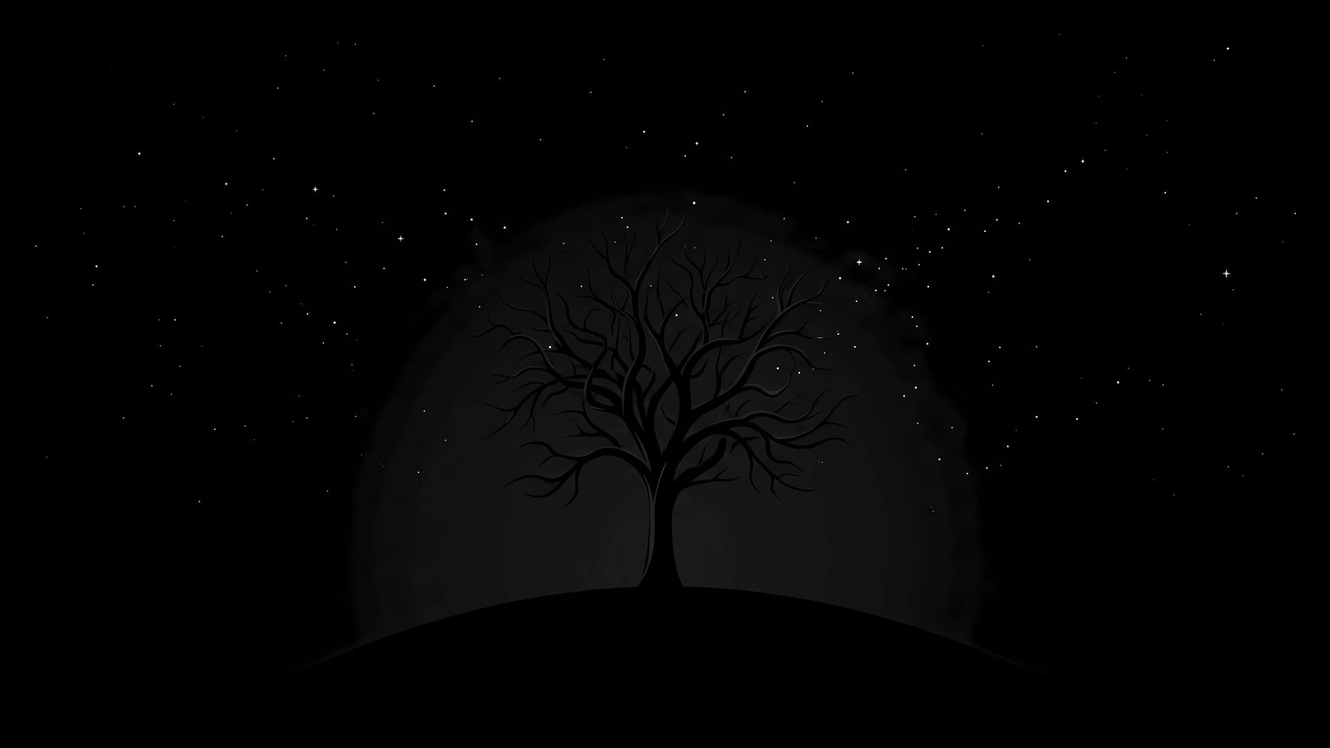 Midnight Tree Silhouette - free desktop wallpaper