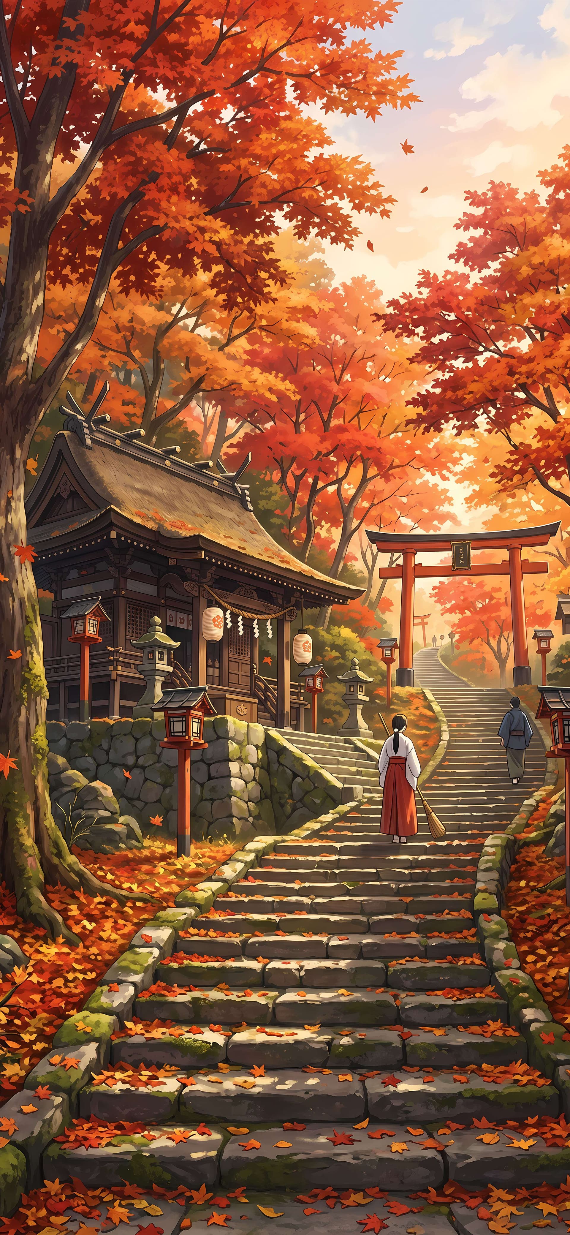 Autumn Temple Path - Pro phone wallpaper