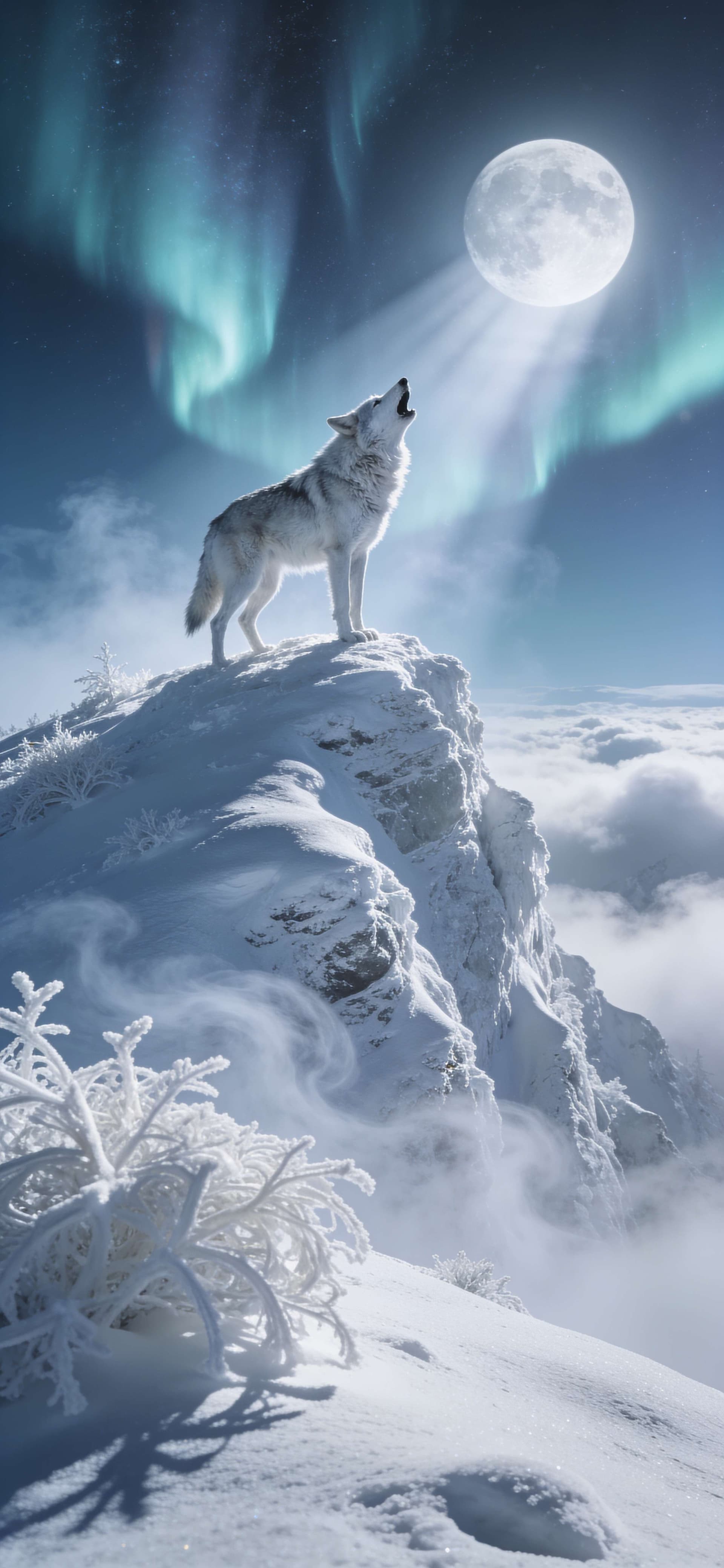 Howling Aurora Wolf - free phone wallpaper